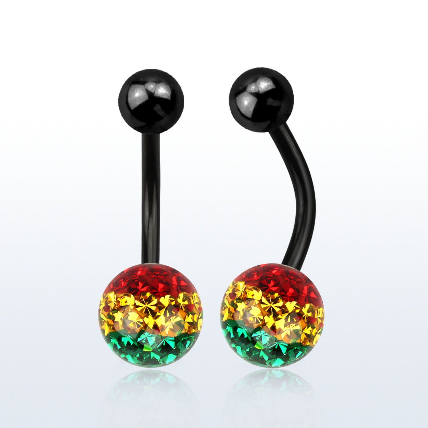 bntfr8r piercing ombligo acero quirurgico anodizado bola 5mm bola multi cristal ferido 8mm rayas color rasta distribuidor mayorista