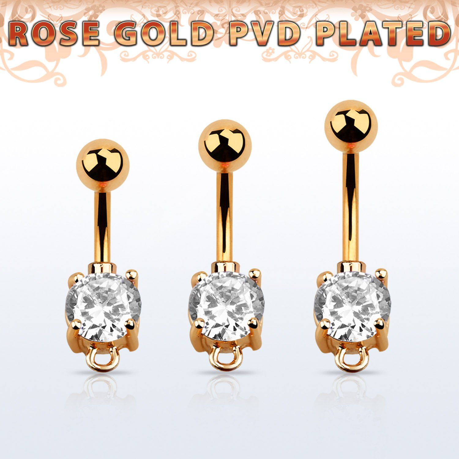 bnttczh banana ombligo acero quirurgico oro rosa zirconia redonda 7mm aro colgantes el engaste esta hecho laton oro rosa al por mayor