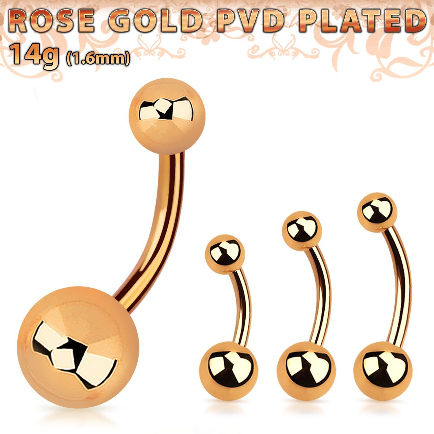 bnttg banana ombligo acero 316l pvd oro rosa bolaas 5mm 8mm distribuidor mayorista