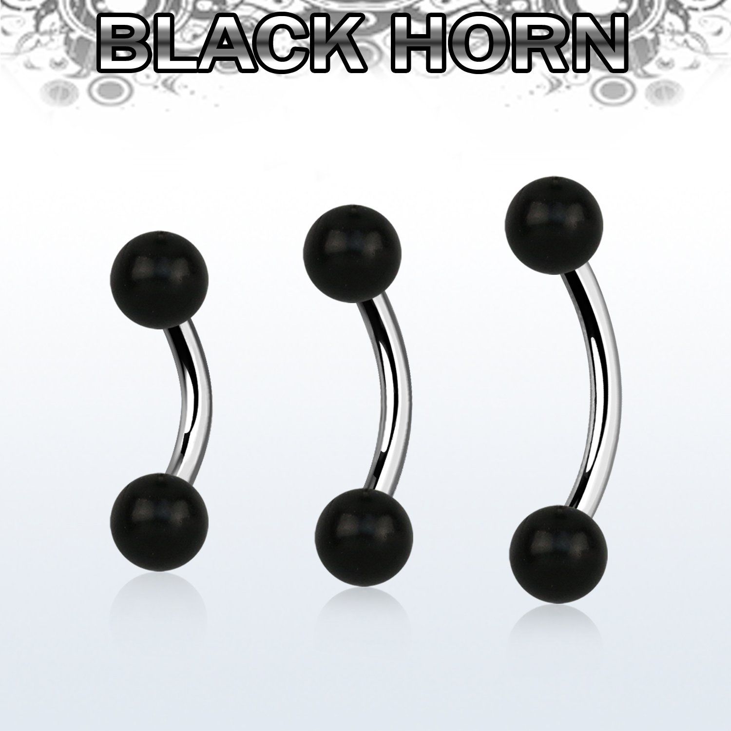 bnwk5 piercing ombligo organico barra acero 316l bolas cuerno negro 5mm mayorista
