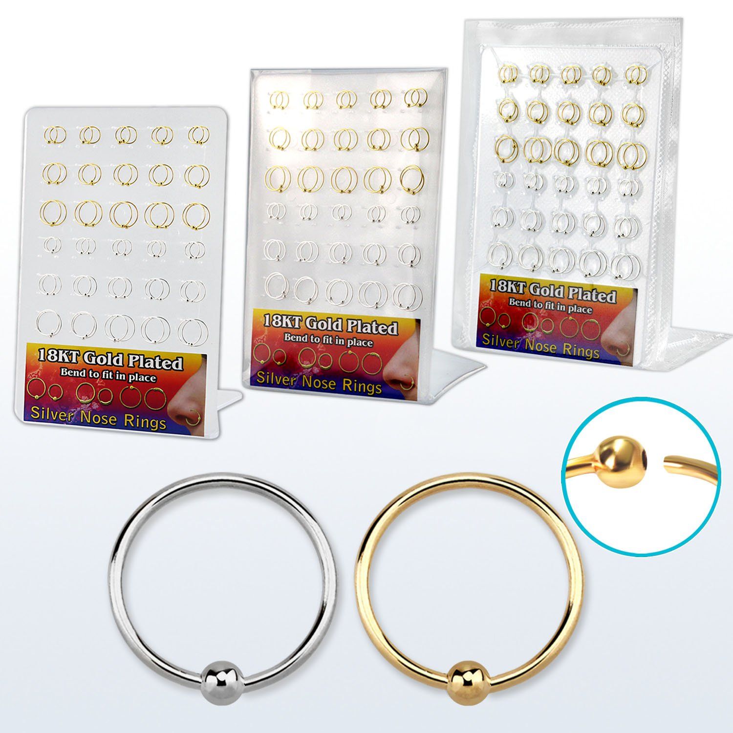 brnhp13 display 60 aros nariz plata esterlina aros nariz plata oro bola 0 6mm 8mm 12mm venta