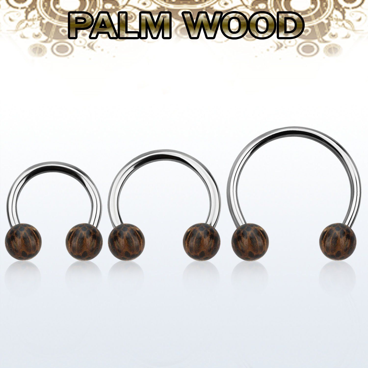 cbmpl8l barbell circular diametro acero 316l bolas 8mm madera palma usar como arete distribuidor