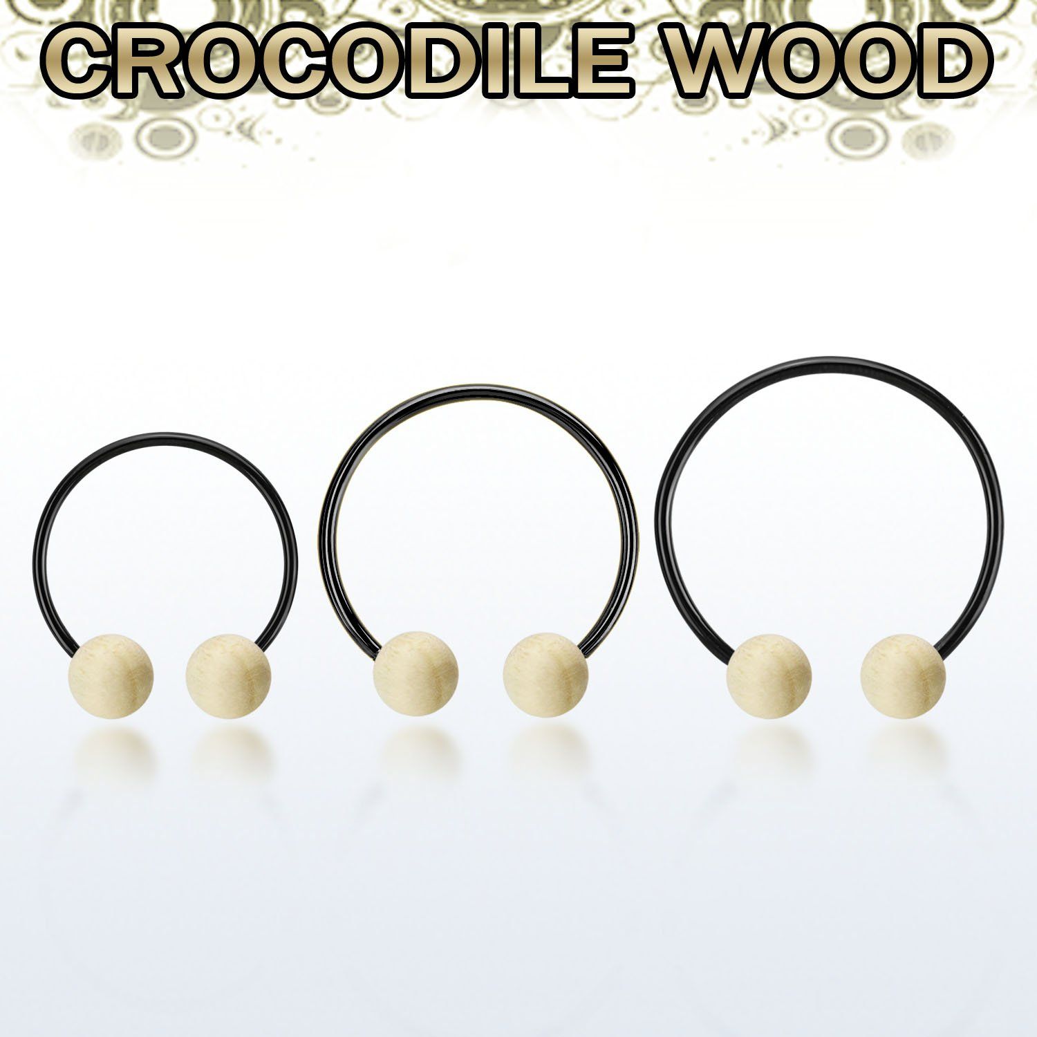 cbmtcr8l barbell circular diametro acero 316l anodizado bolas 8mm madera cocodrilo usar como arete al por mayor