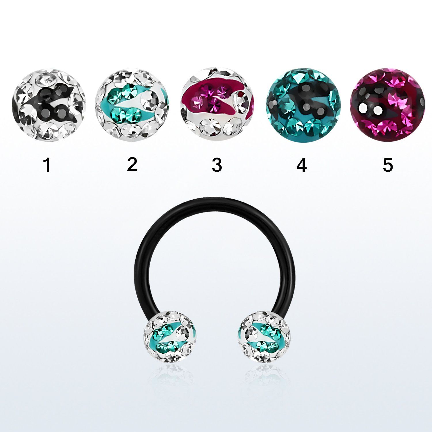 cbtfr6c barbell circular acero quirurgico 316l anodizado bolas multi cristal 6mm rayas cebra distribuidor