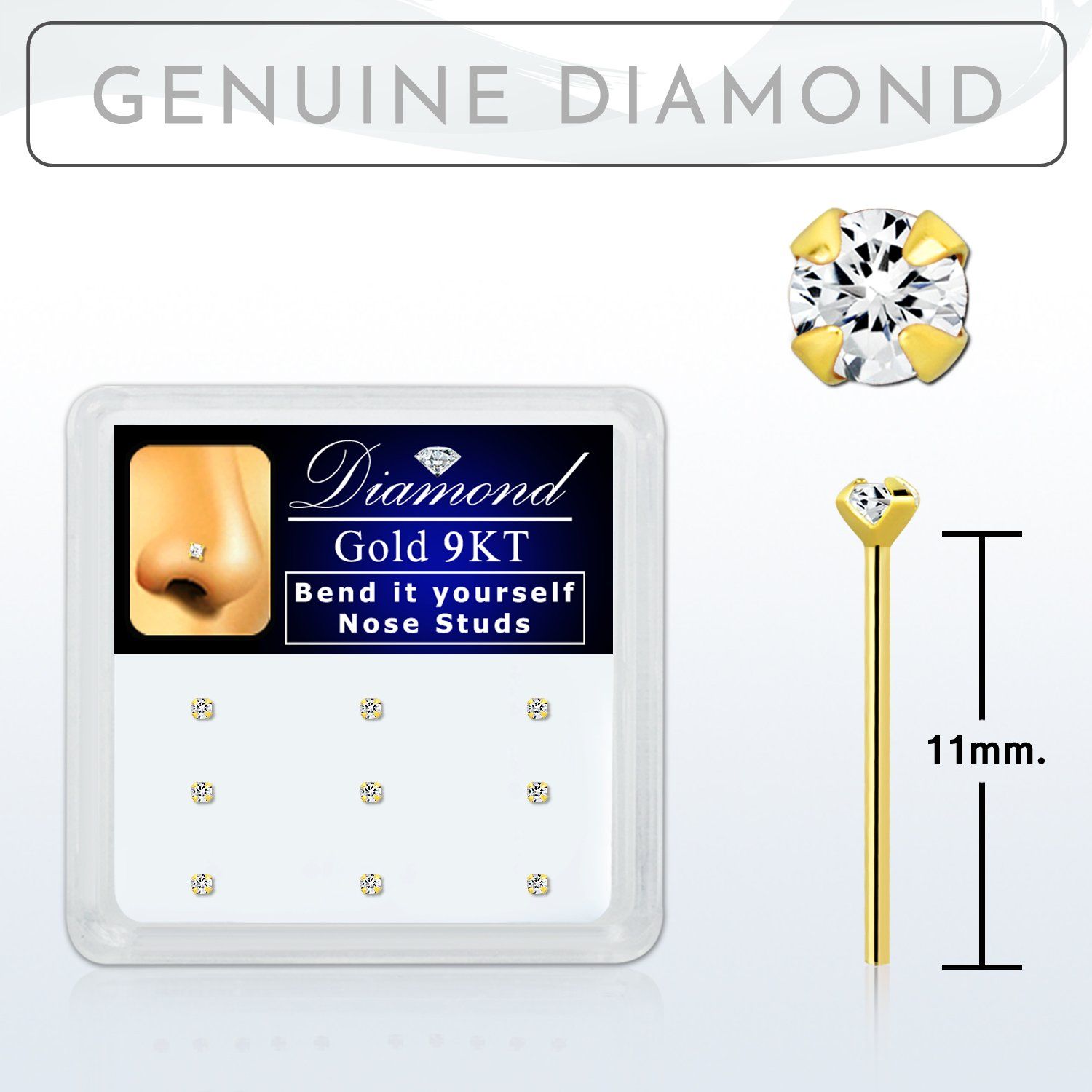 d9gys15 caja 9 9k gold piercing nariz doblar tu mismo 0 6mm diamante genuino redondo 1 5mm al por mayor