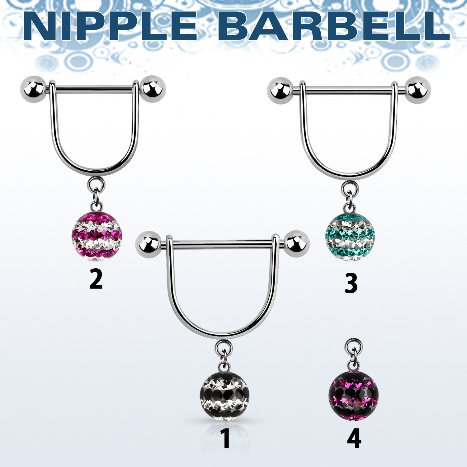 dfrsnp8 barbell pezon estribo acero quirurgico bolas 5mm bola 8mm multi cristal ferido triple linea mayorista