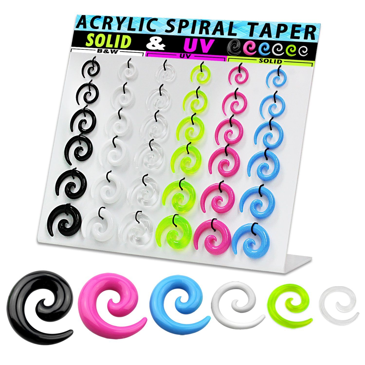 dmxp16 display 36 expansores espiral acrilicos 2 5mm 8mm distribuidor mayorista
