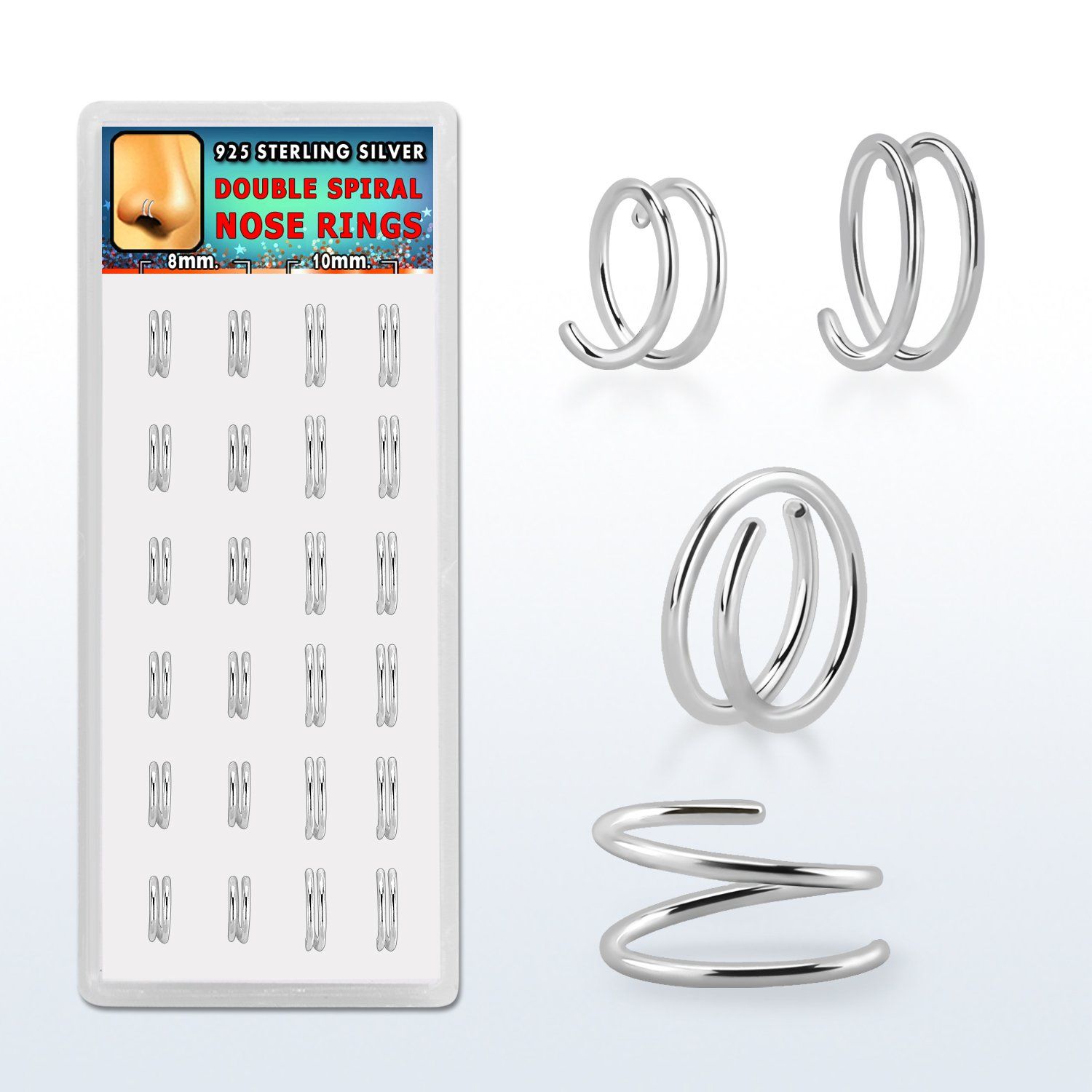 dnsm231 caja unidades aro nariz espiral plata esterlina externo