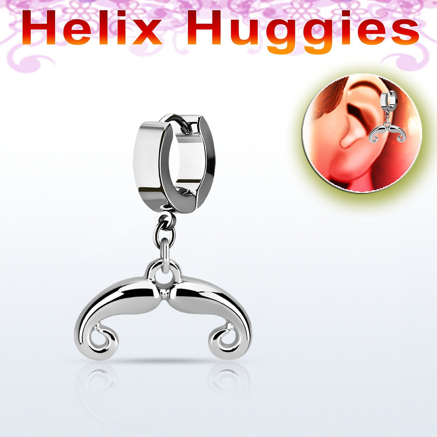 ehh516 pendiente huggie helix acero inoxidable bigote frances colgado se vende por pieza distribuidor mayorista