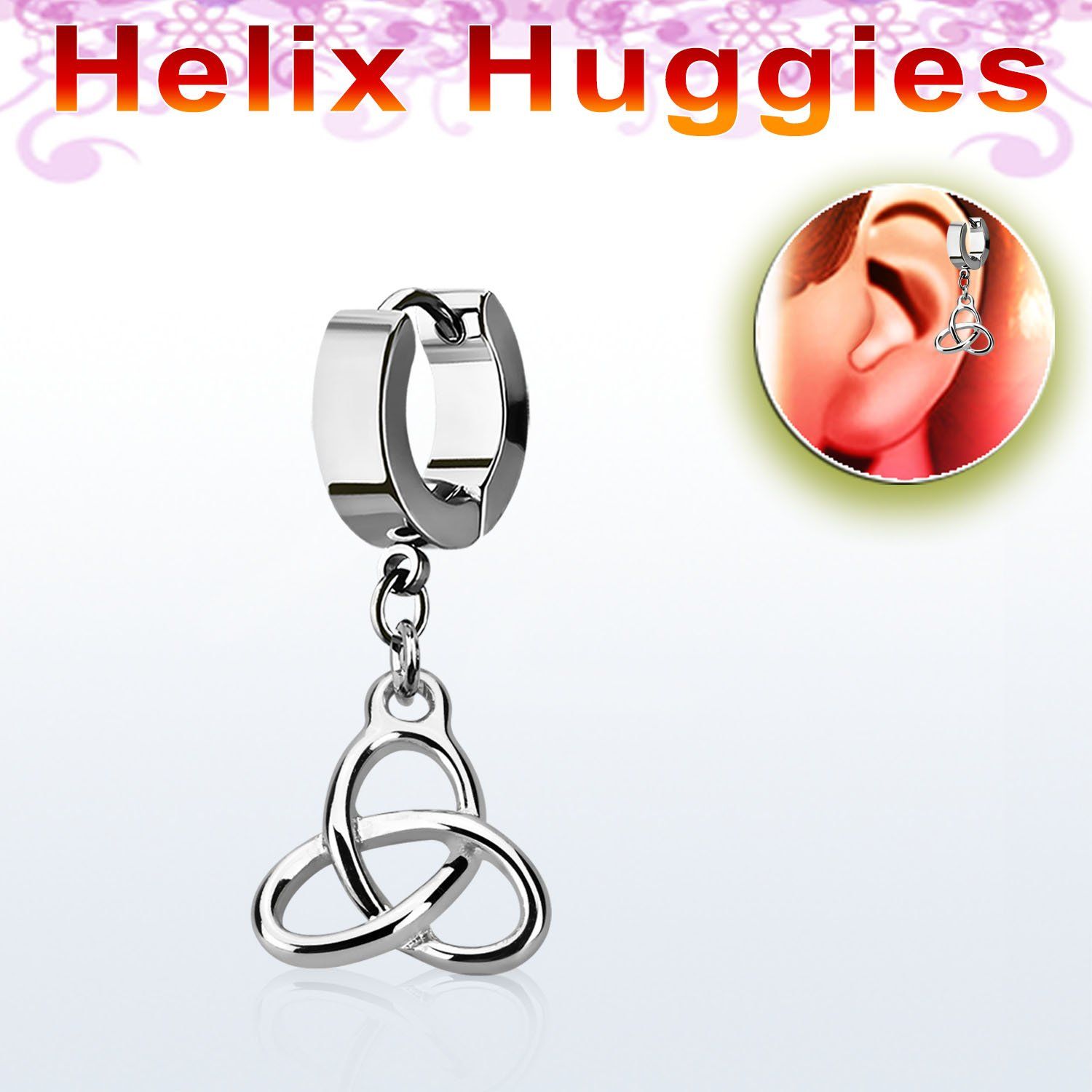 ehh736 pendiente huggie helix acero inoxidable nudo trinidad celta colgado se vende por pieza venta