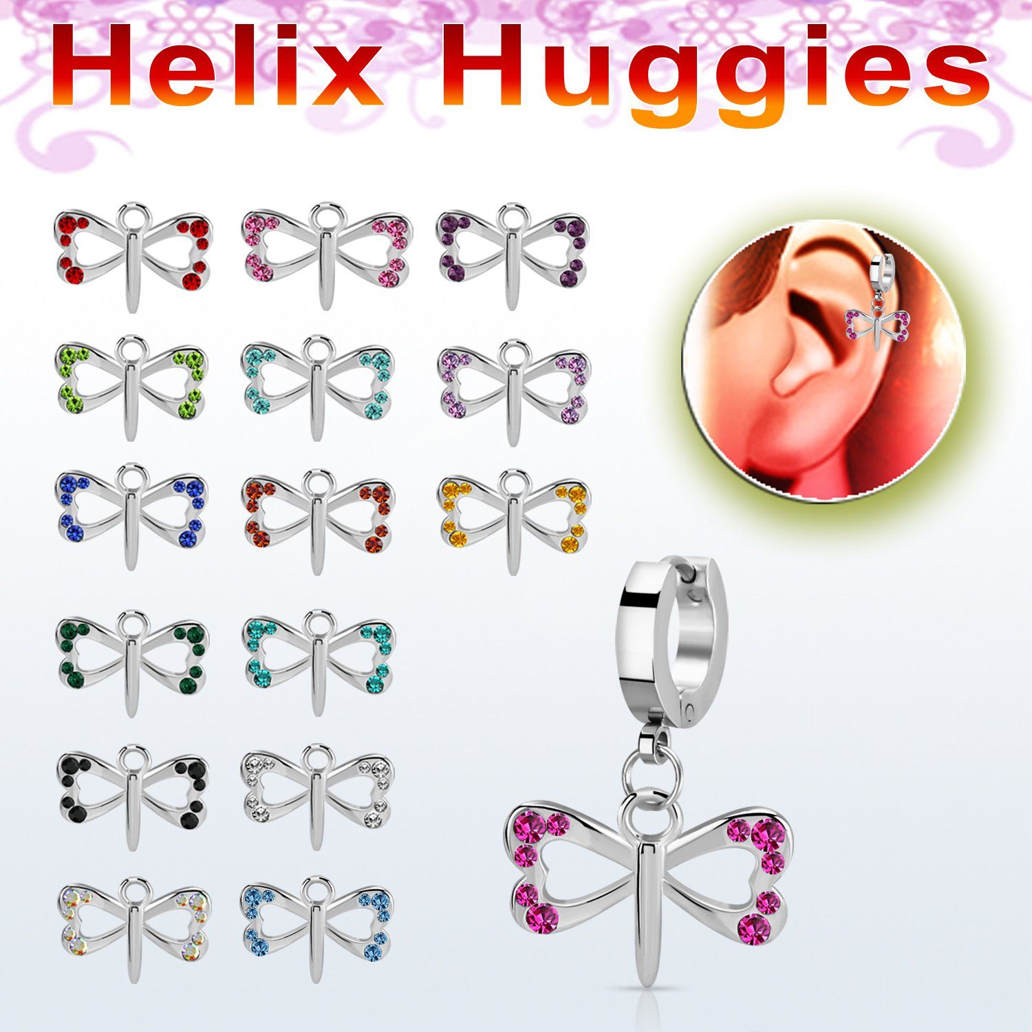 ehh761 pendiente huggie acero inoxidable acabado brillo espejo colgante pequena libelula colgante laton chapado plata