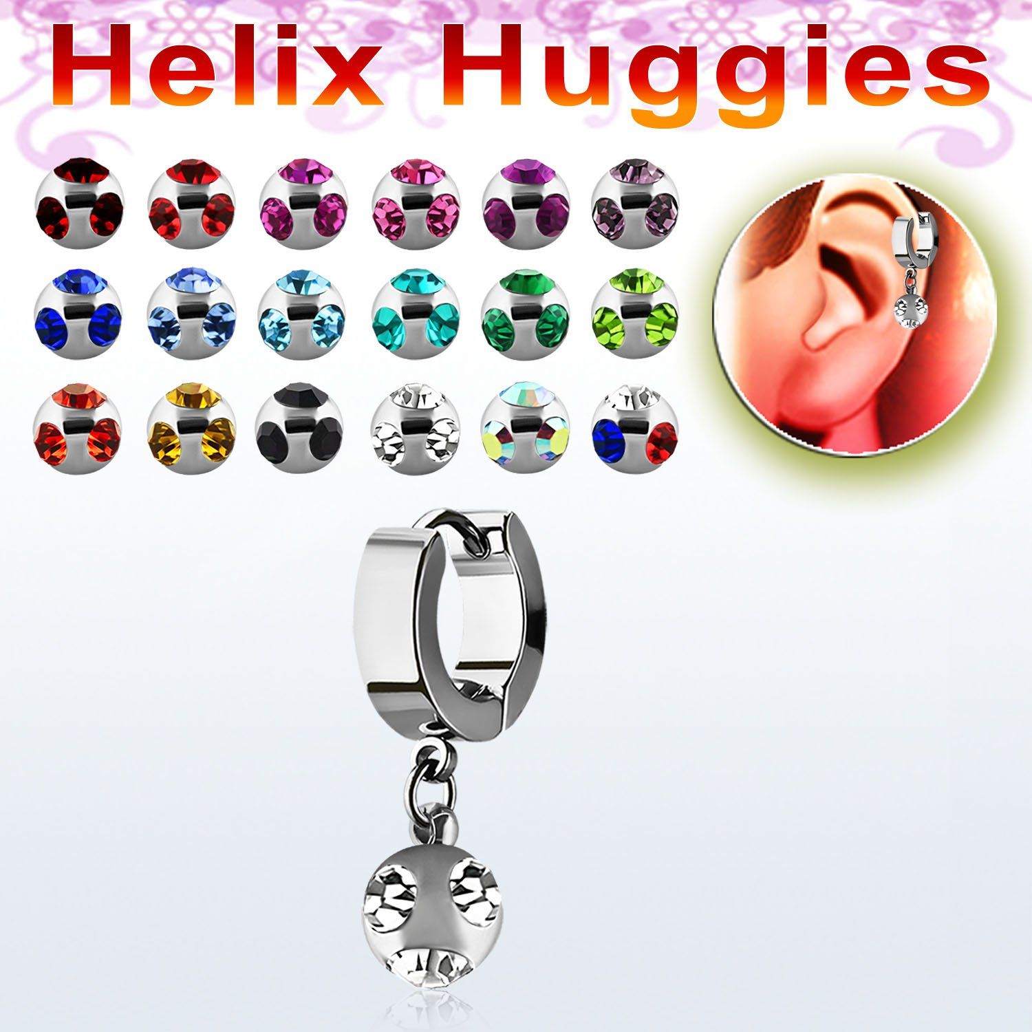 ehhmj pendiente huggie helix acero inoxidable bola acero se vende por pieza mayorista