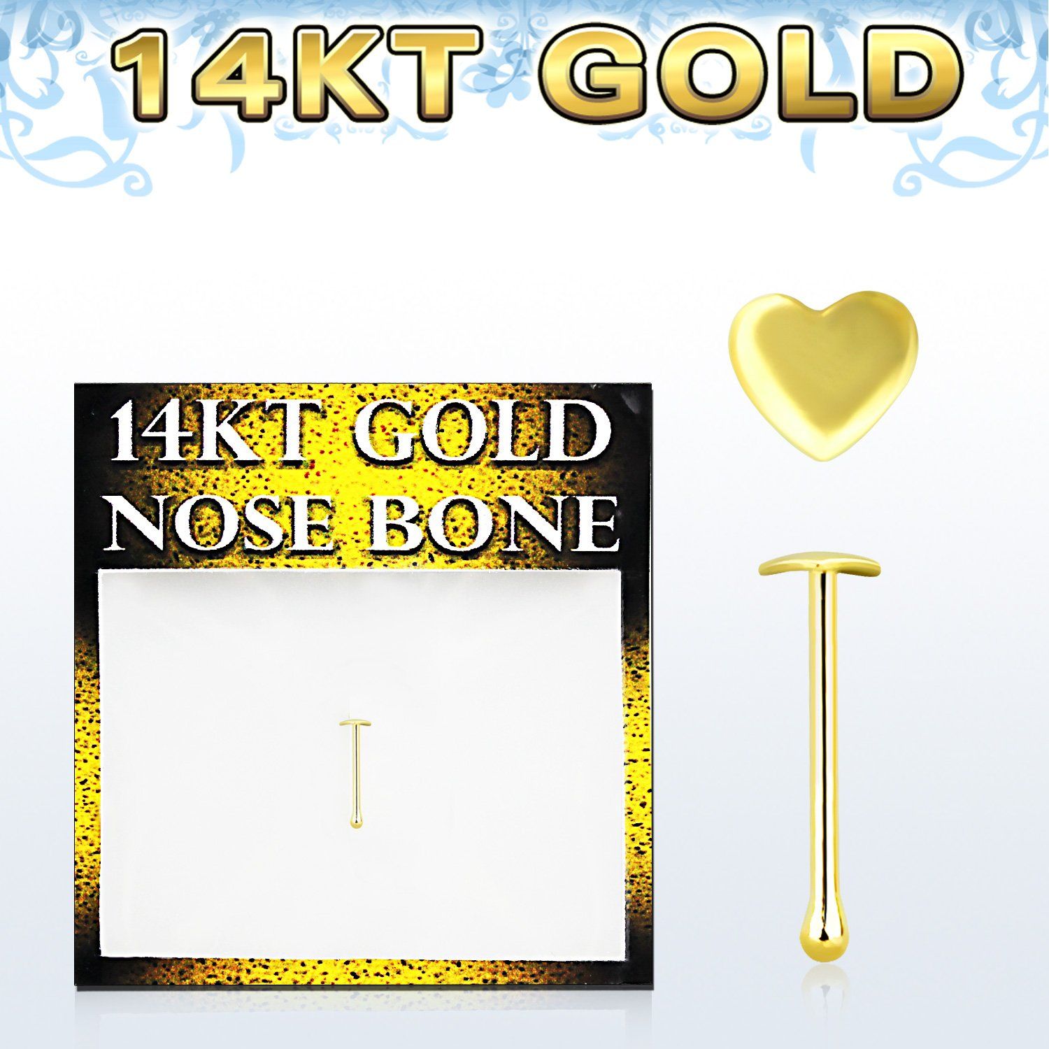 gbht piercing nariz hueso oro 14 kts 0 6mm corazon oro liso 2 5mm al por mayor
