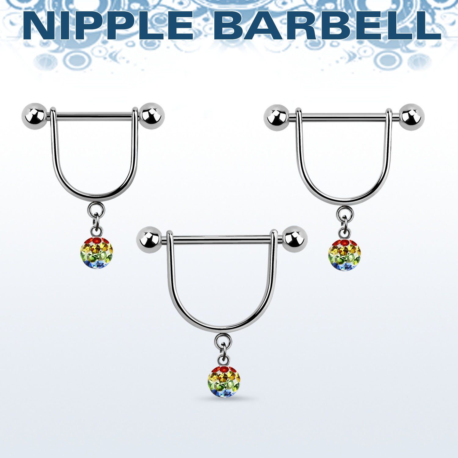 gfrsnp6 barbell pezon estribo acero quirurgico bolas 5mm bola 6mm multi cristal bandera gay distribuidor
