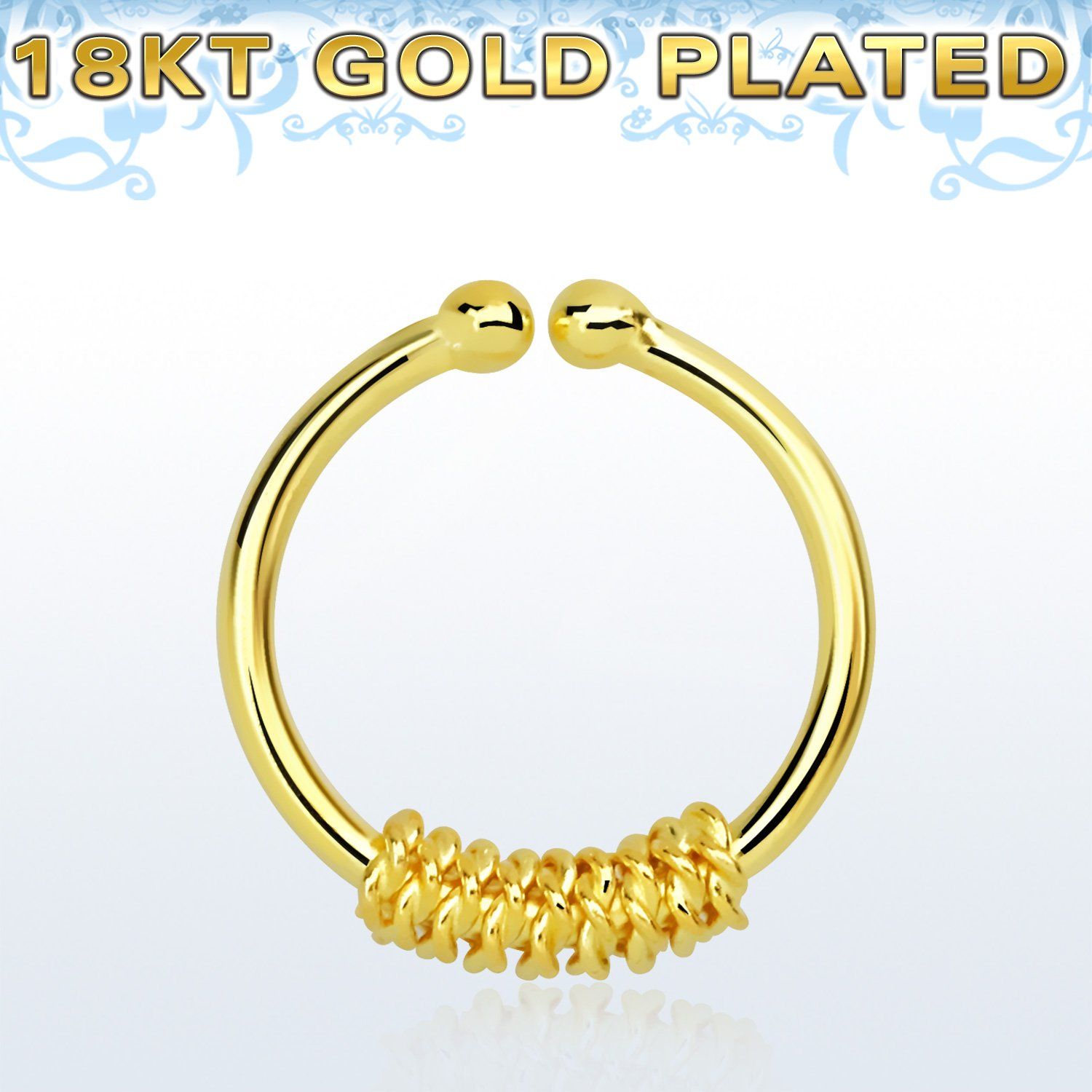 gpsep12i anillo septum falso plata 925 oro 18 kts 1mm cuerda gruesa envuelta alrededor 12mm mayorista