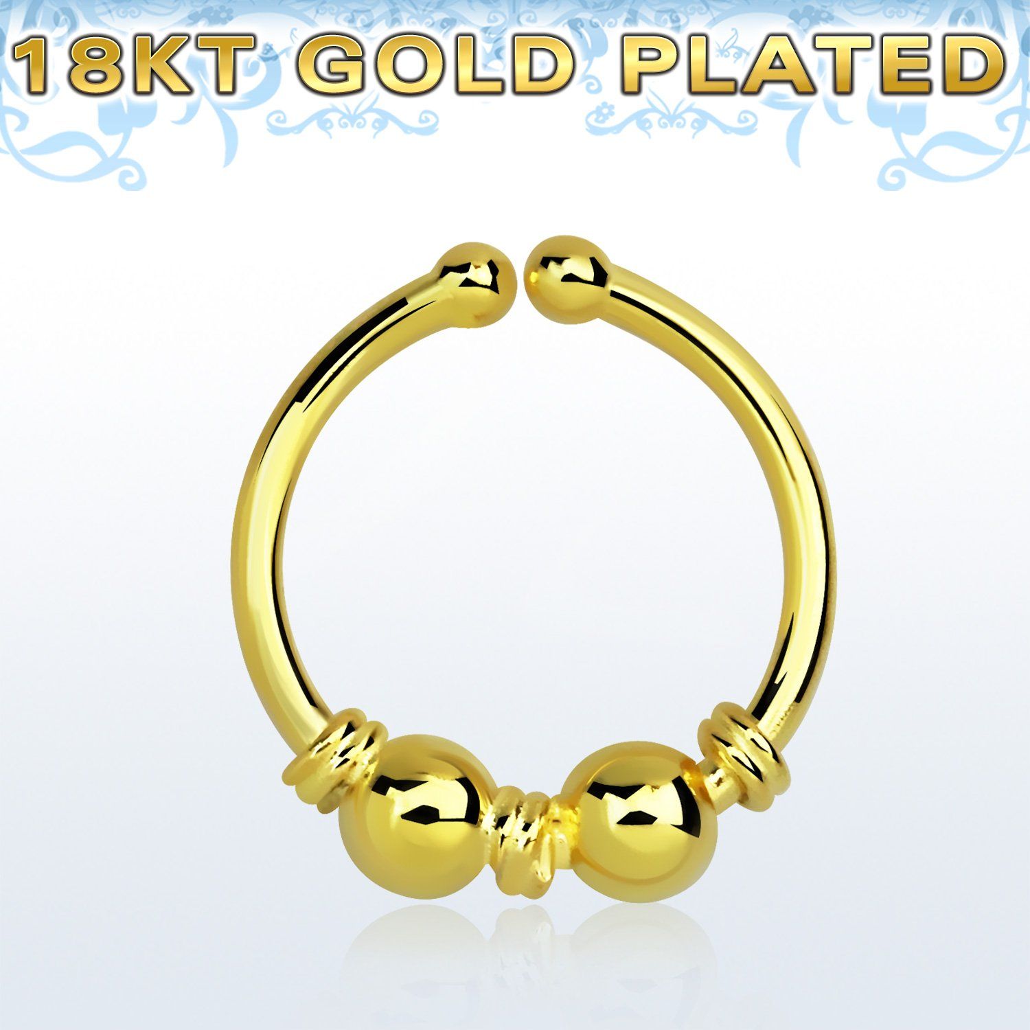 gpsep12l anillo septum falso plata 925 oro 18 kts 1mm bolas tres alambres 12mm distribuidor