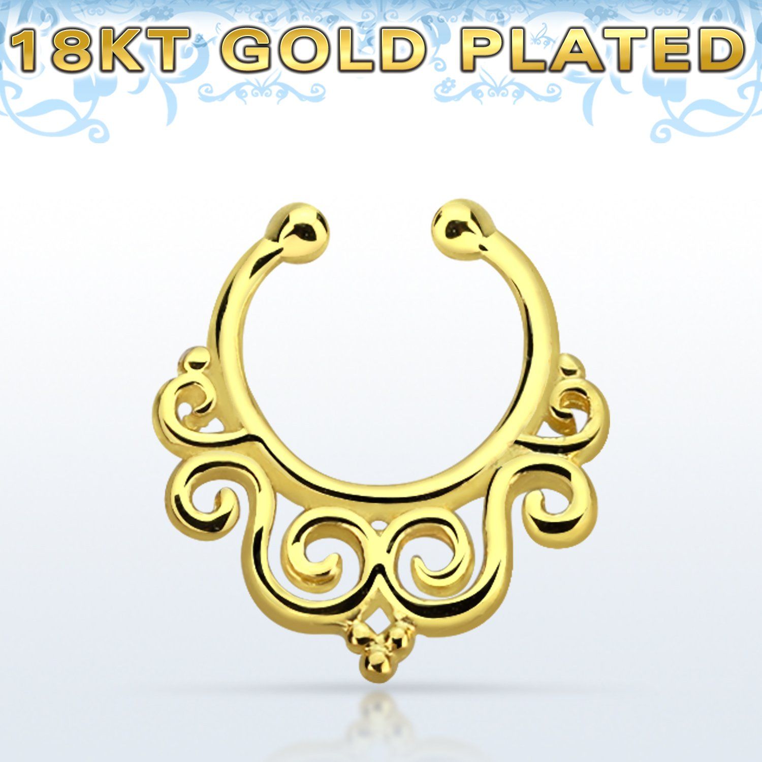 gpsepd7 falso septum plata 925 oro 18 kts 1mm decorado indio 12mm distribuidor