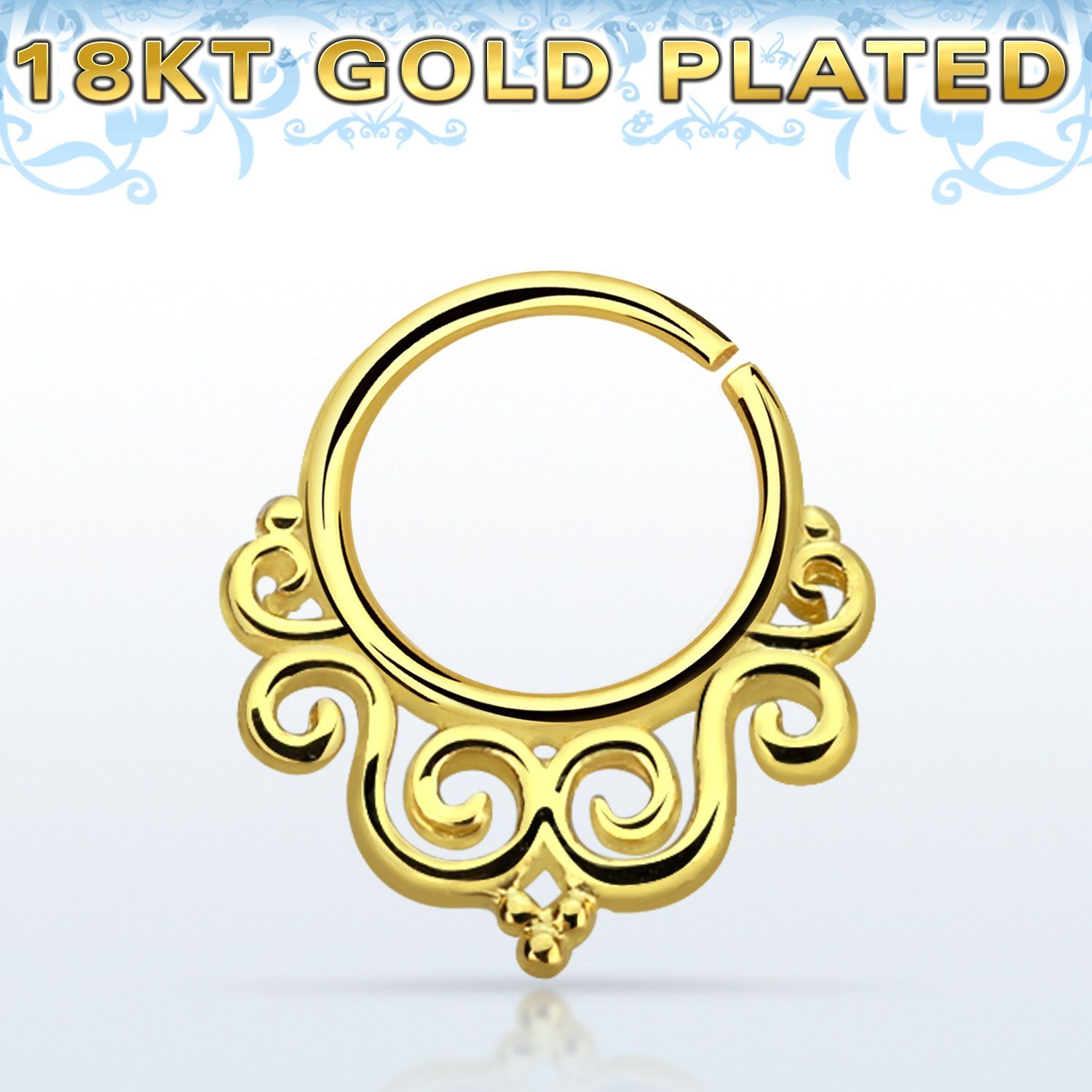 gpsepv7 aro septum plata 925 oro 18 kts 1mm decorado indio 8mm venta