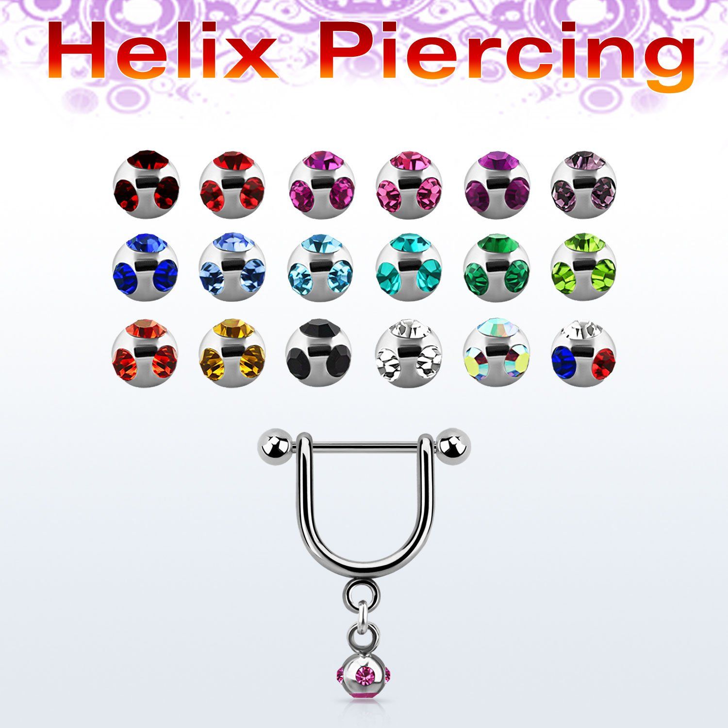 heud3 piercing helix estribo acero quirurgico barbell bolas 3mm bola multi joya 3mm 8mm venta