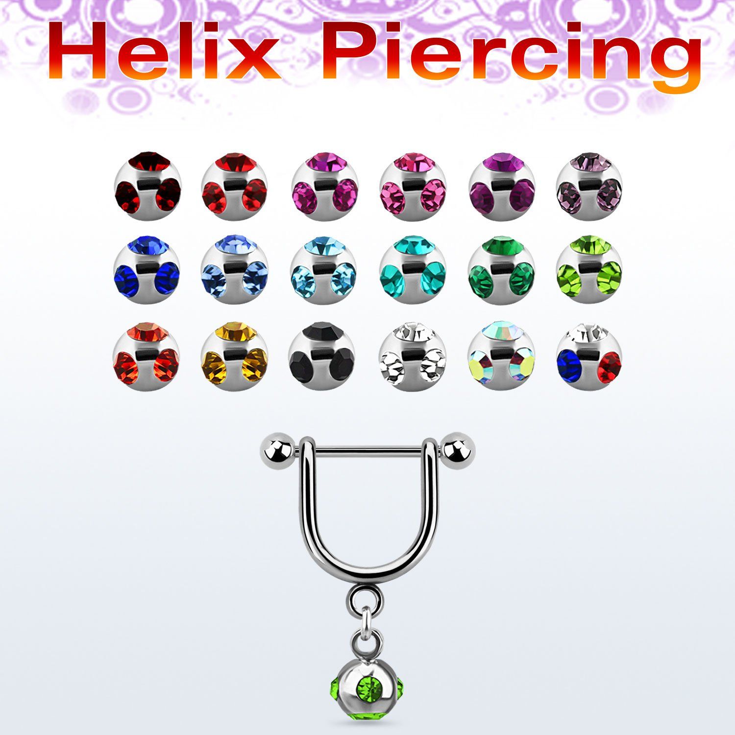 heud5 piercing helix estribo acero quirurgico barbell bolas 3mm bola multi joya 5mm 8mm venta
