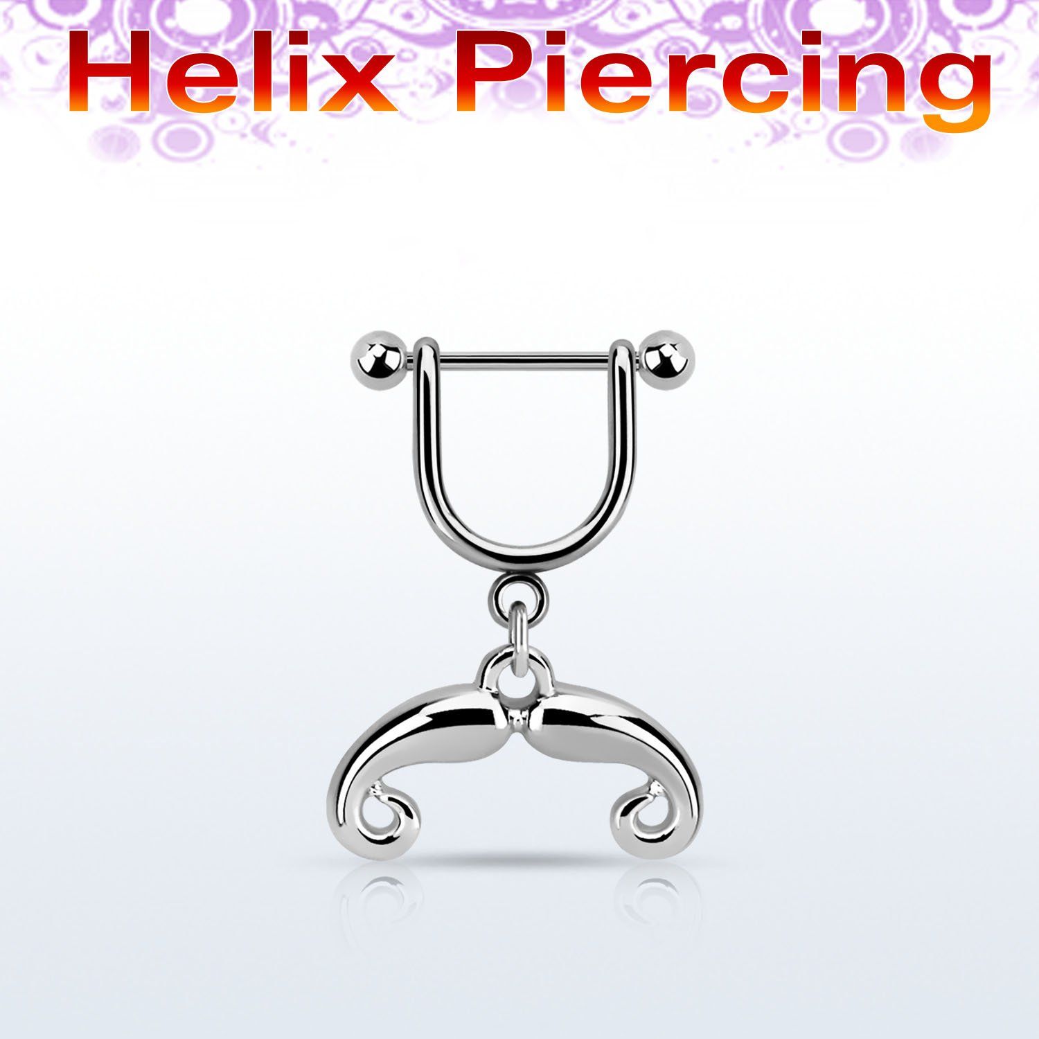 heud6 piercing helix estribo acero quirurgico barbell bola 3mm colgante bigote frances distribuidor mayorista