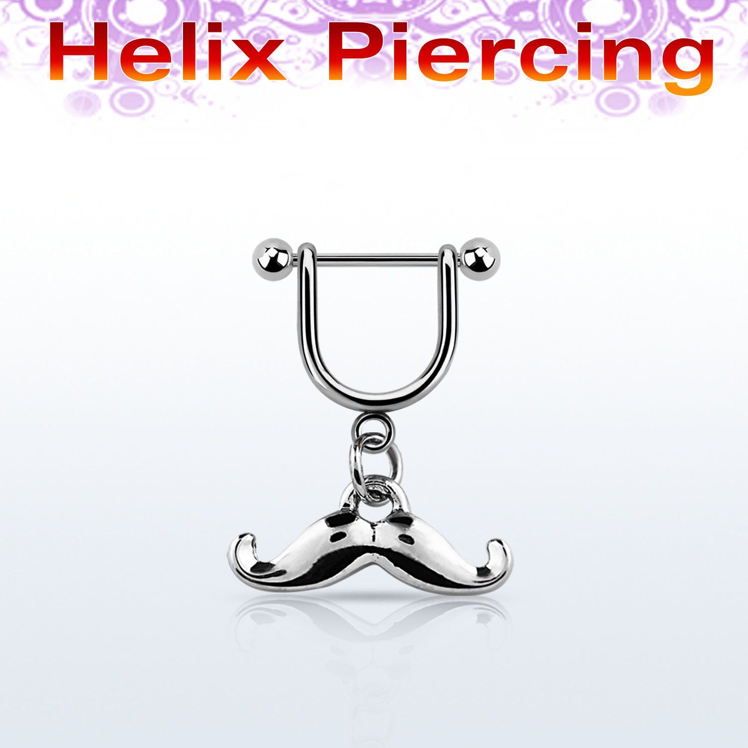 heud7 piercing helix estribo acero quirurgico barbell bola 3mm colgante bigote feliz al por mayor