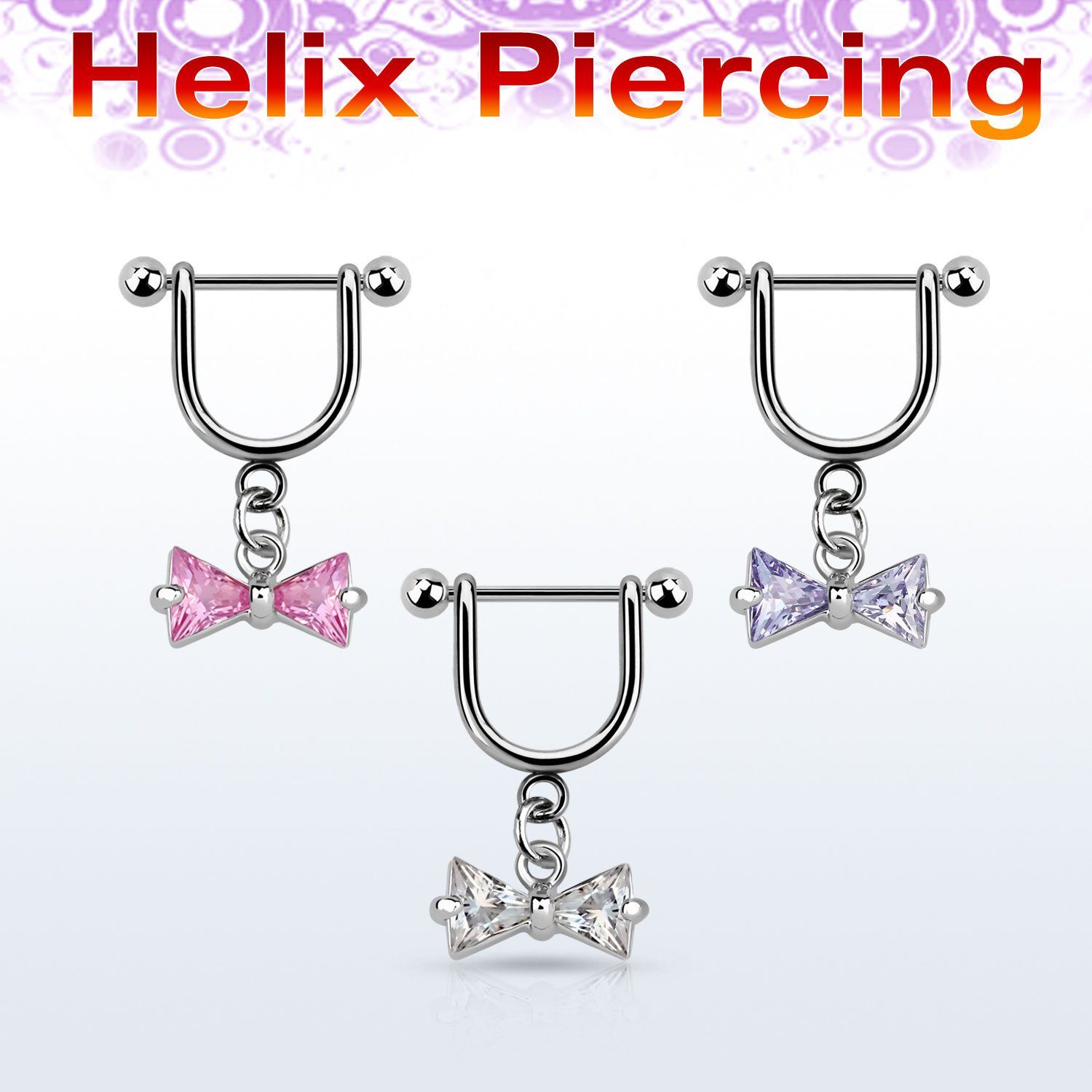 heuz3 piercing helix estribo acero quirurgico barbell bolas 3mm lazo colgado zirconita venta