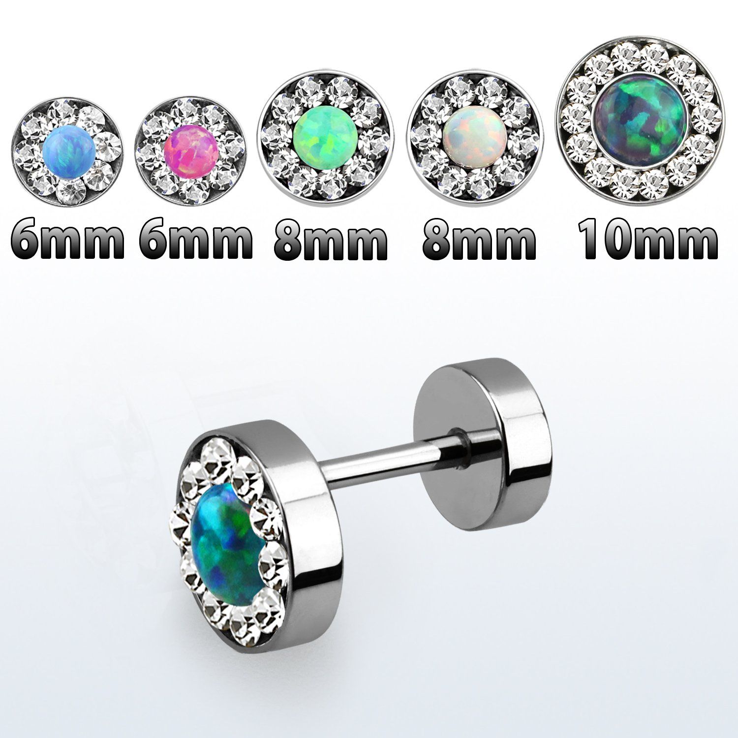 ifrdco plug falso acero quirurgico brillo espejo cristal opalo centro mayorista