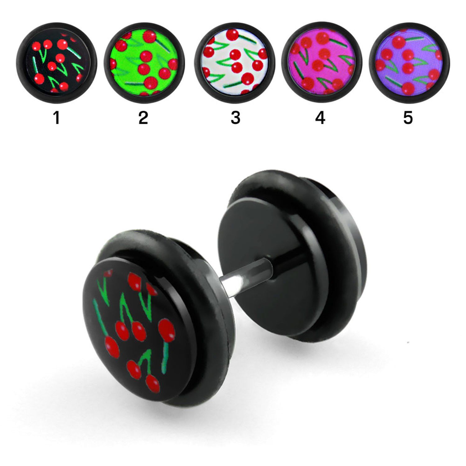 ilagr1 plug falso acrilico negro logo cerezas extra anillos goma 8mm venta