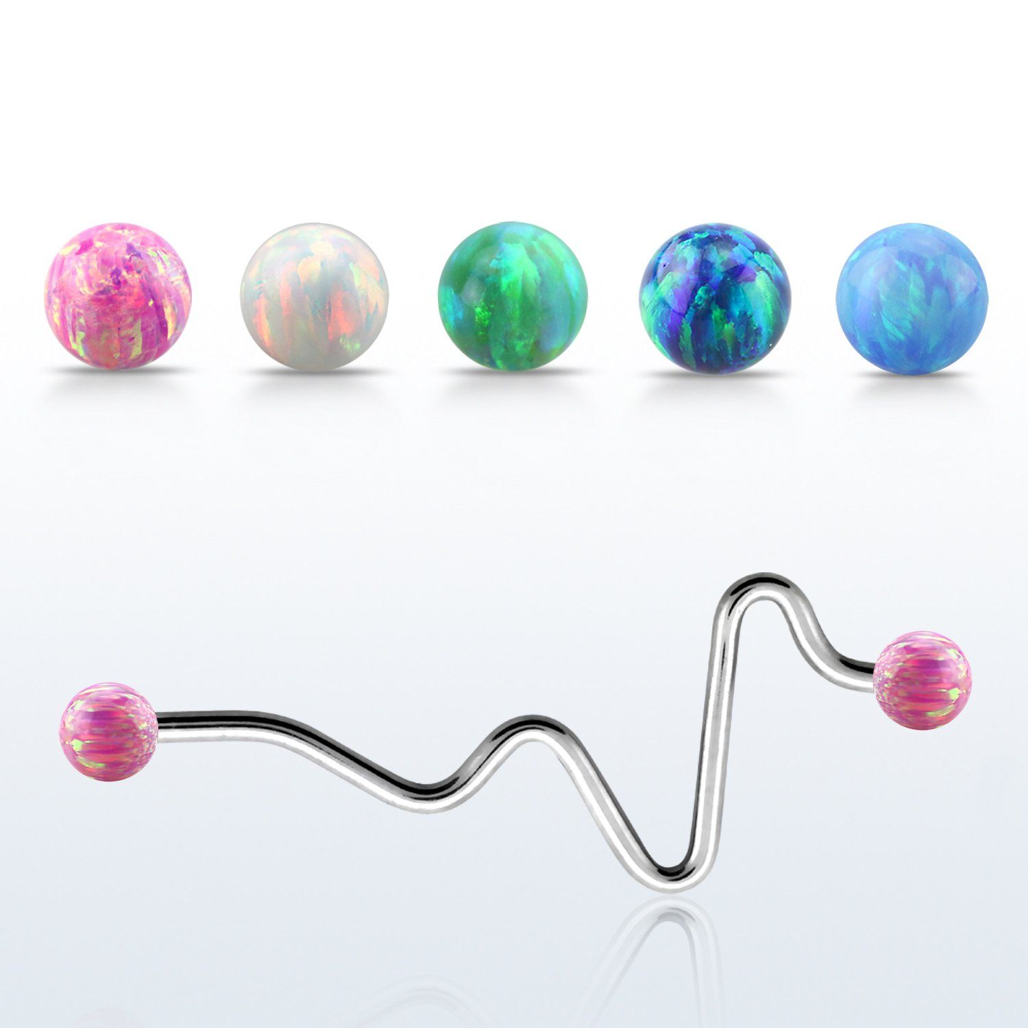 ineop5 barbell industrial corazon acero quirurgico bolas opalo 5mm distribuidor