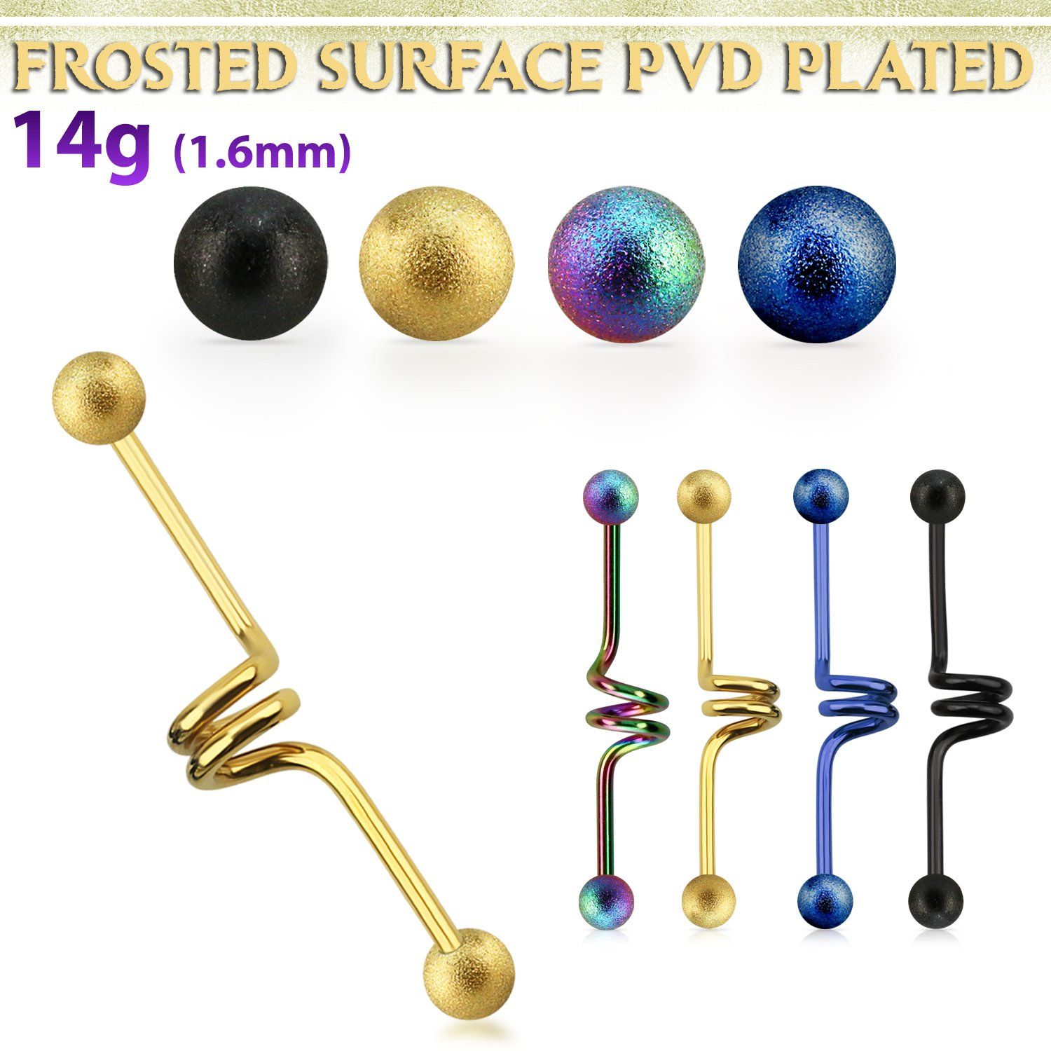 intcfo5 barbell industrial espiral acero 316l anodizado bolas acero esmerilado 5mm al por mayor