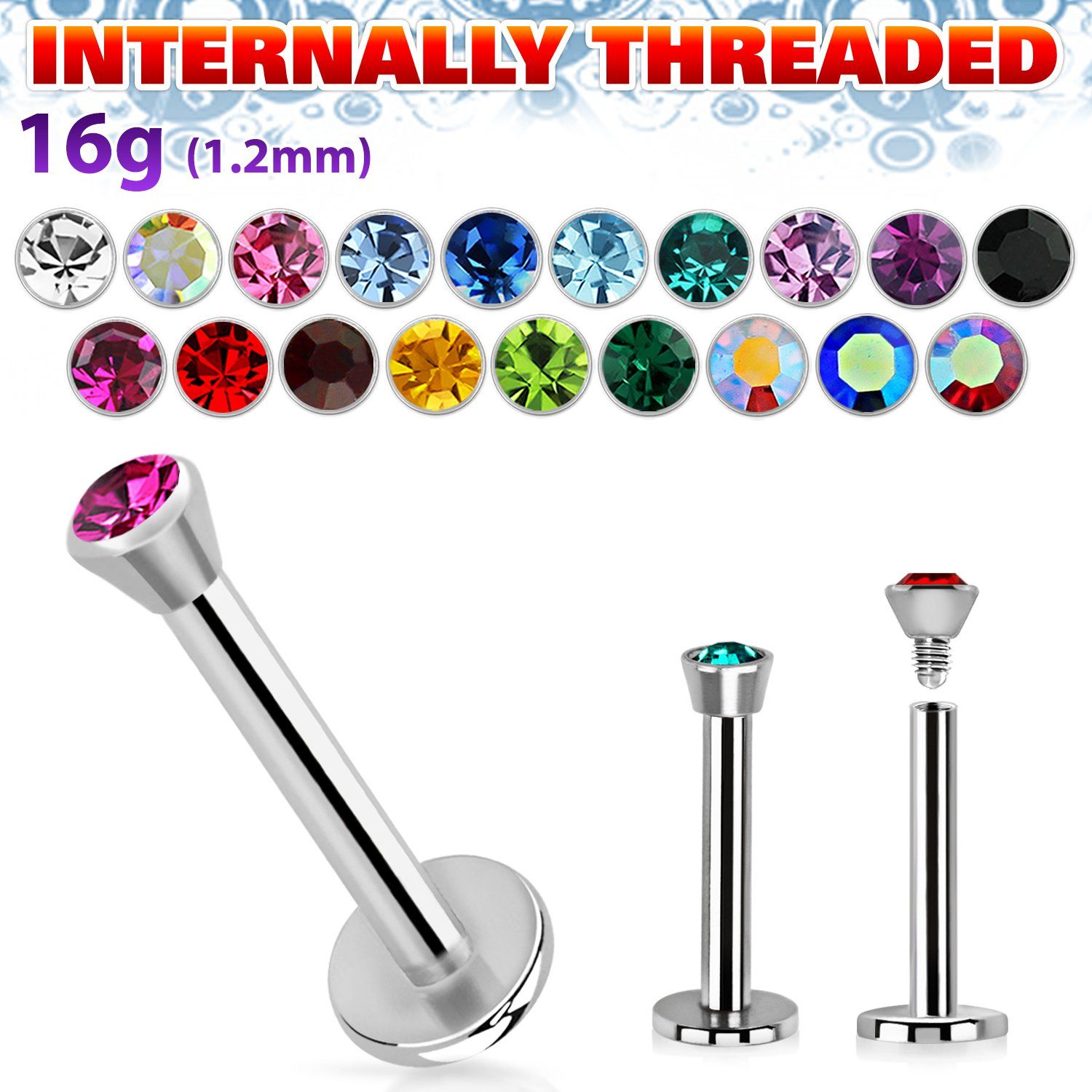 lbic labret acero quirurgico rosca interna bola joya bisel 2 5mm distribuidor