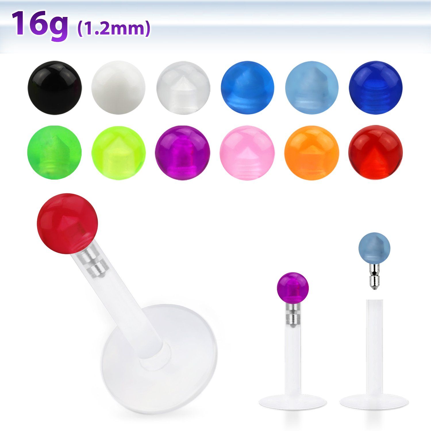 lbivb25 labret bio flexible bola acrilico uv 2 5mm presion venta