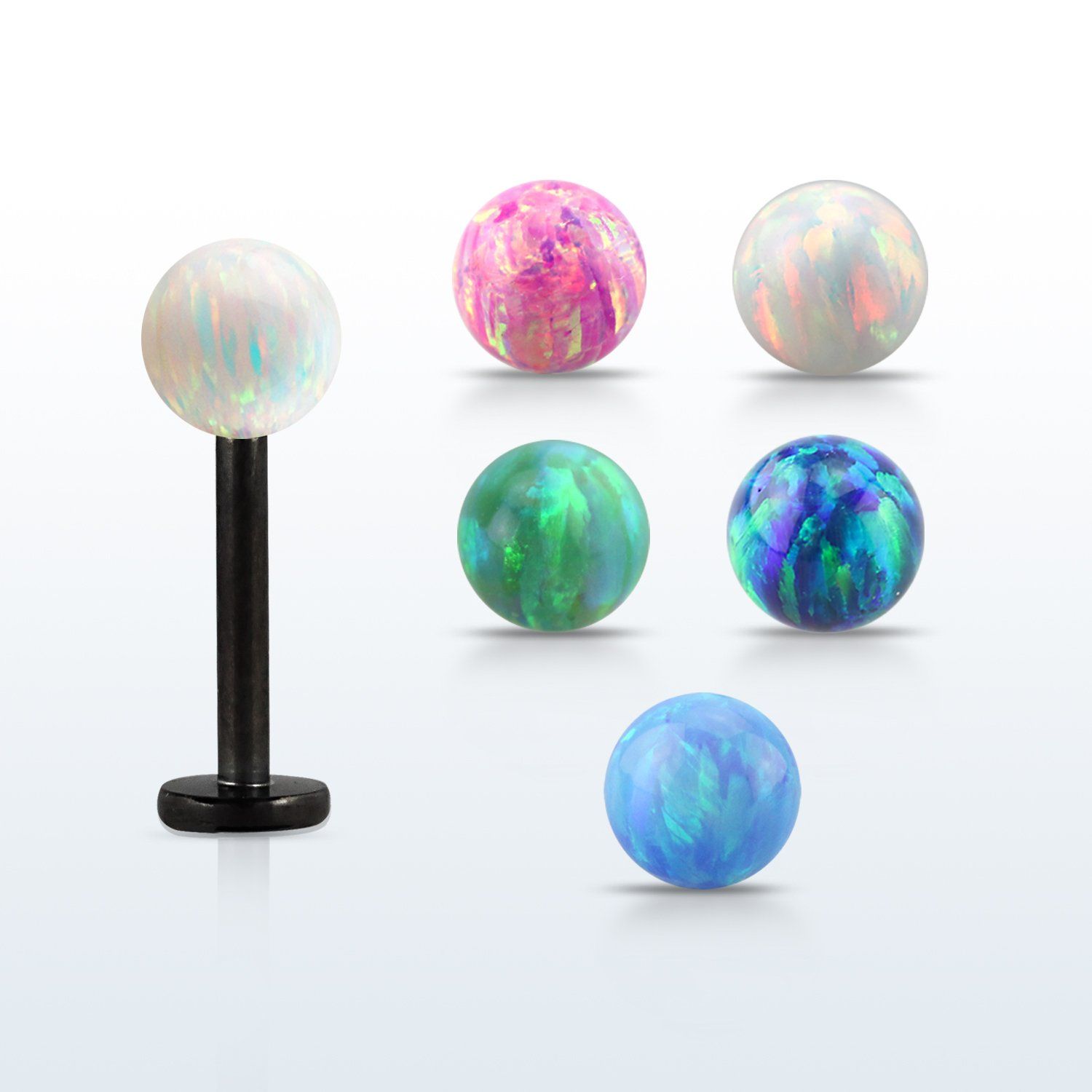 lbtop4s labret acero 316l anodizado bola opalo 4mm al por mayor