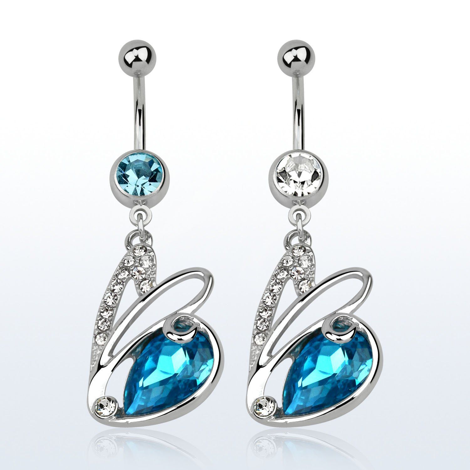 mcd586 piercing ombligo acero quirurgico bola joya bisel 8mm cisne cristal colgado 10mm distribuidor mayorista