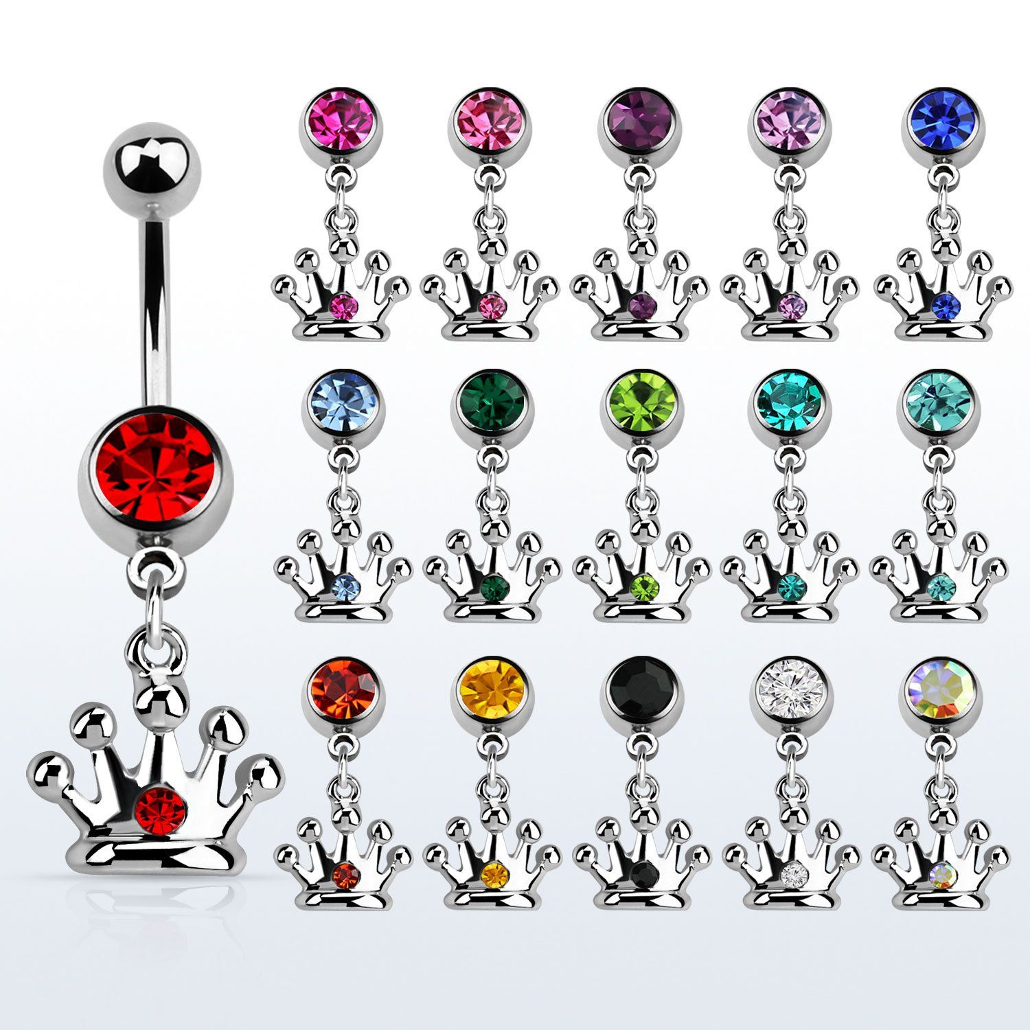 mcdcr2 piercing ombligo acero quirurgico bola joya bisel 8mm corona unico cristal 10mm distribuidor