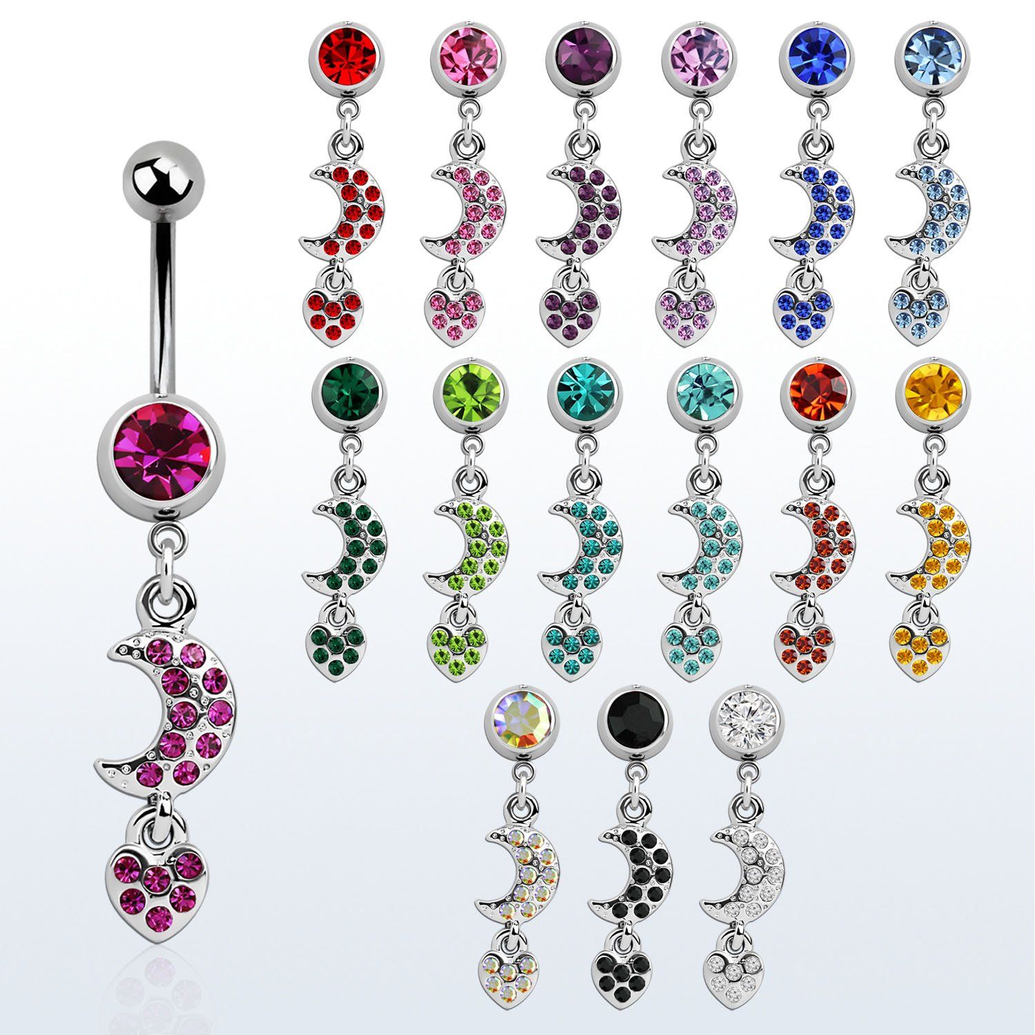 mcdmh piercing ombligo acero quirurgico bola joya bisel 8mm luna corazon 10mm distribuidor