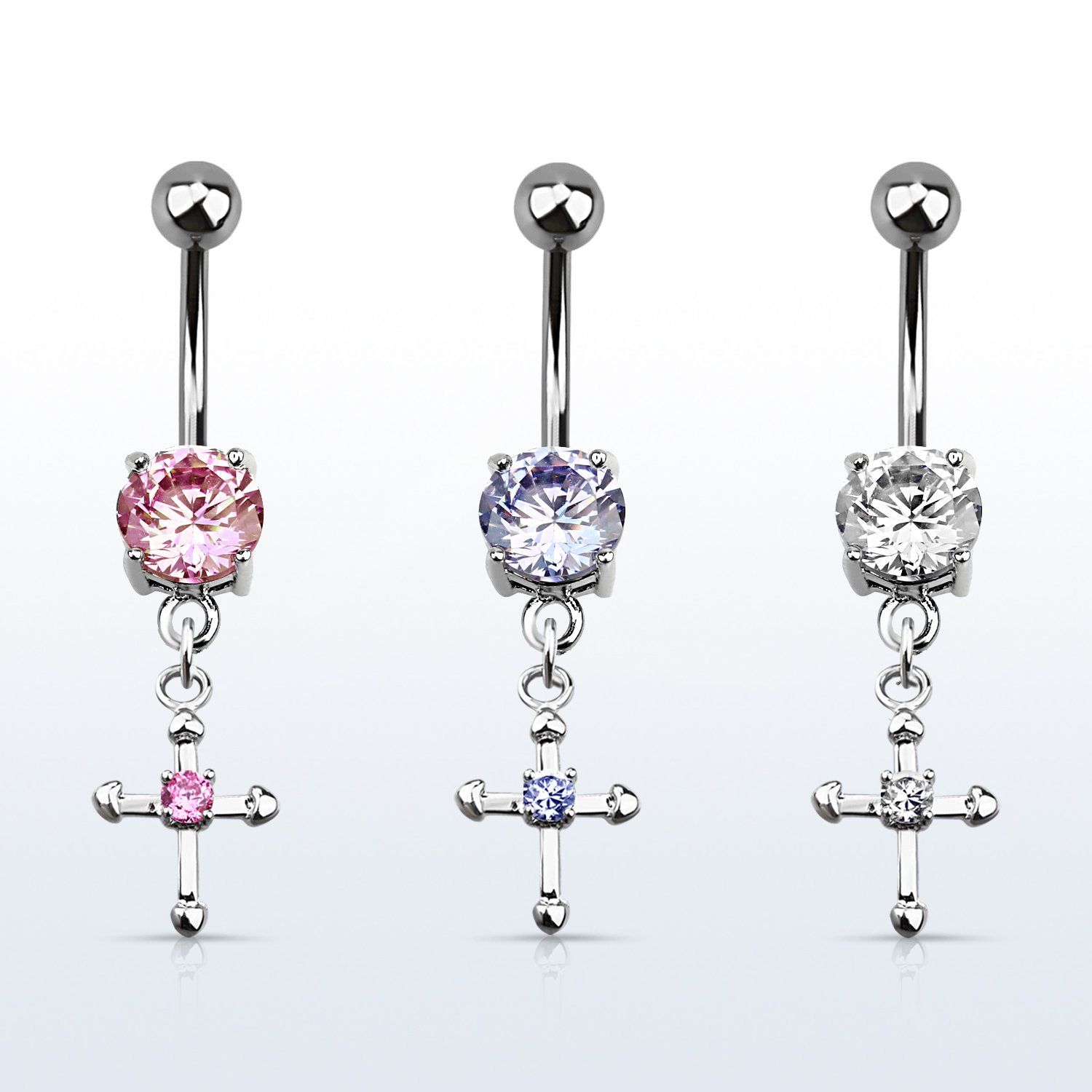 mcdz14s piercing ombligo acero quirurgico zirconia redonda 8mm cruz zirconia centro 10mm distribuidor