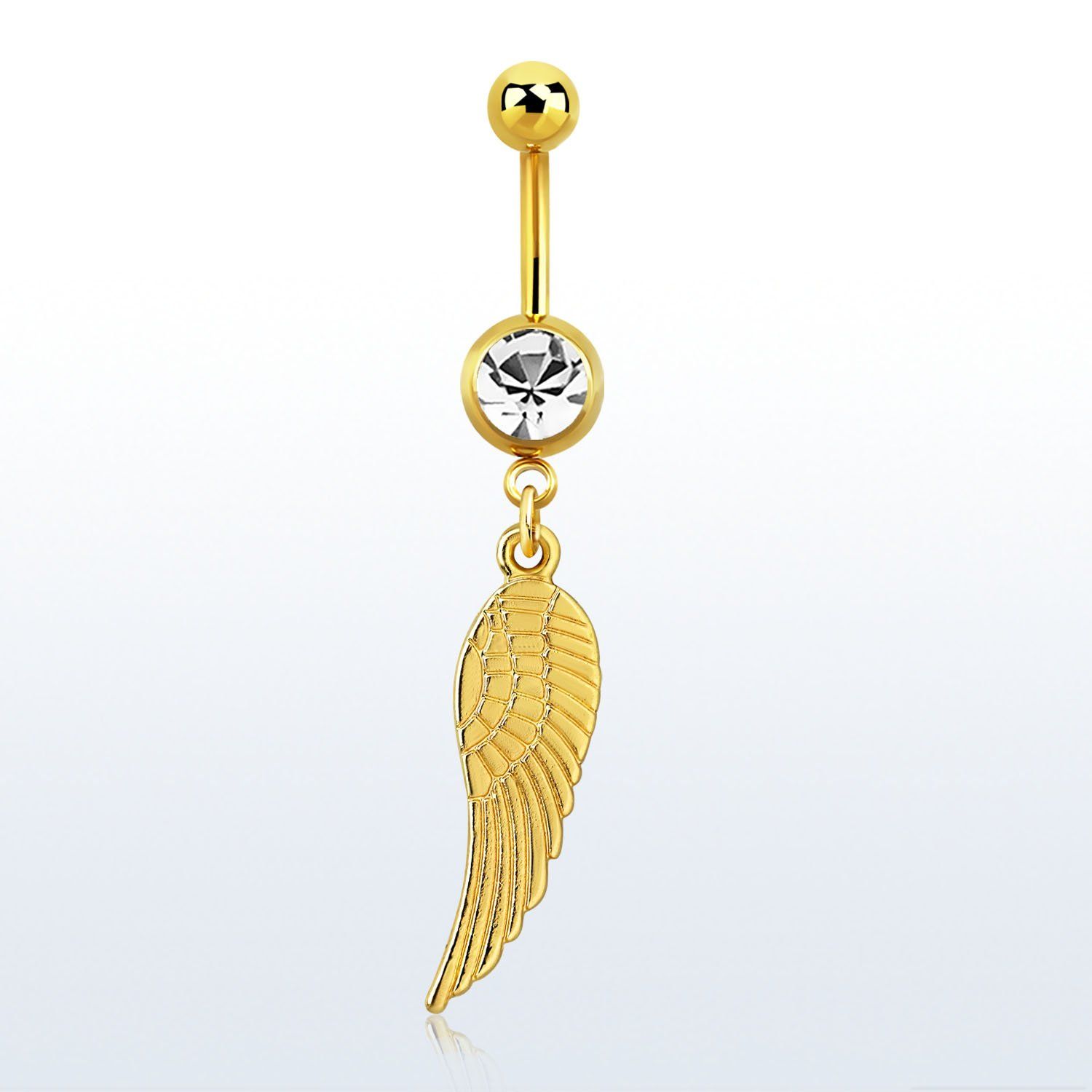 mdk584x piercing ombligo acero 316l pvd dorado bola lisa 5mm bola joya 8mm ala pajaro dorada 10mm distribuidor mayorista