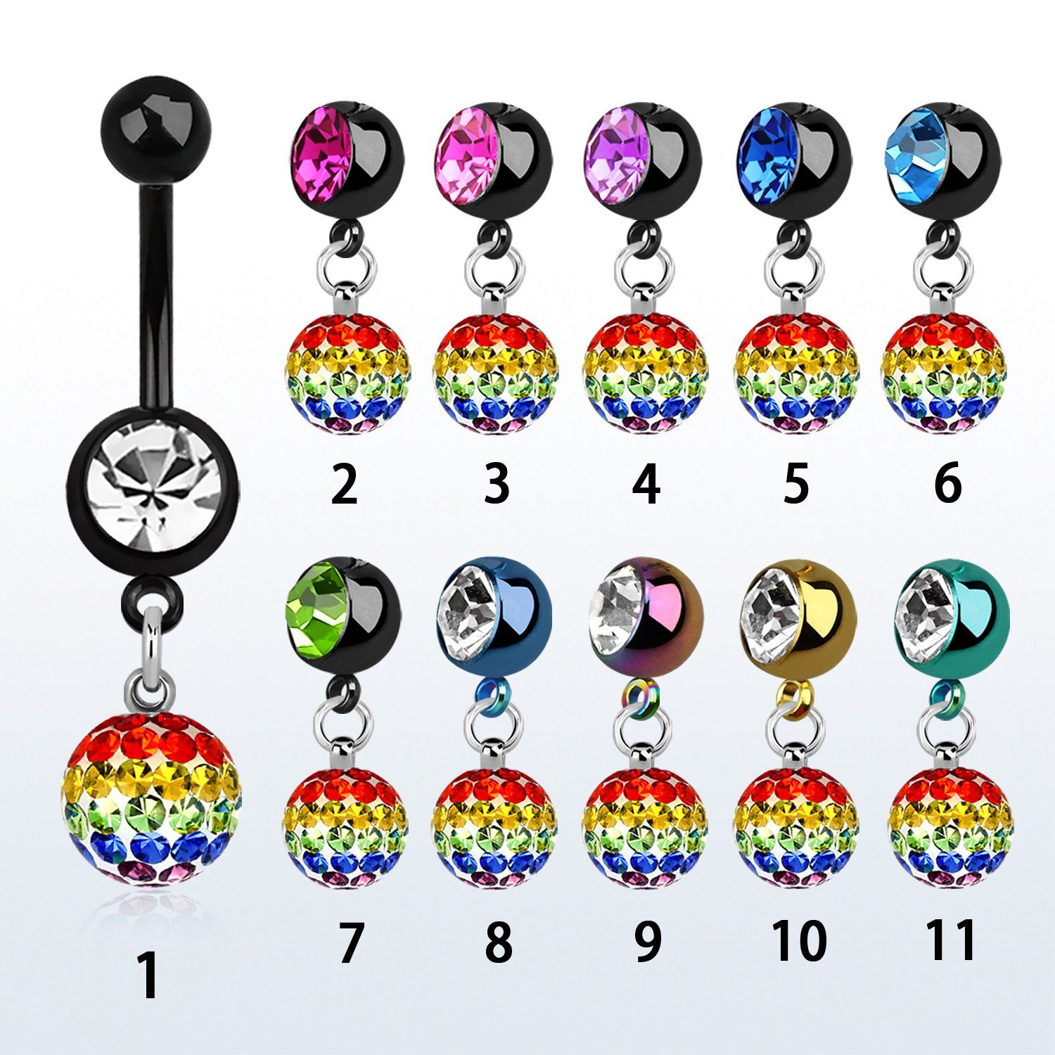 mdkfr8g piercing ombligo acero quirurgico pvd bola lisa 5mm bola joya 8mm bola multi cristal ferido 8mm bandera gay 10mm mayorista