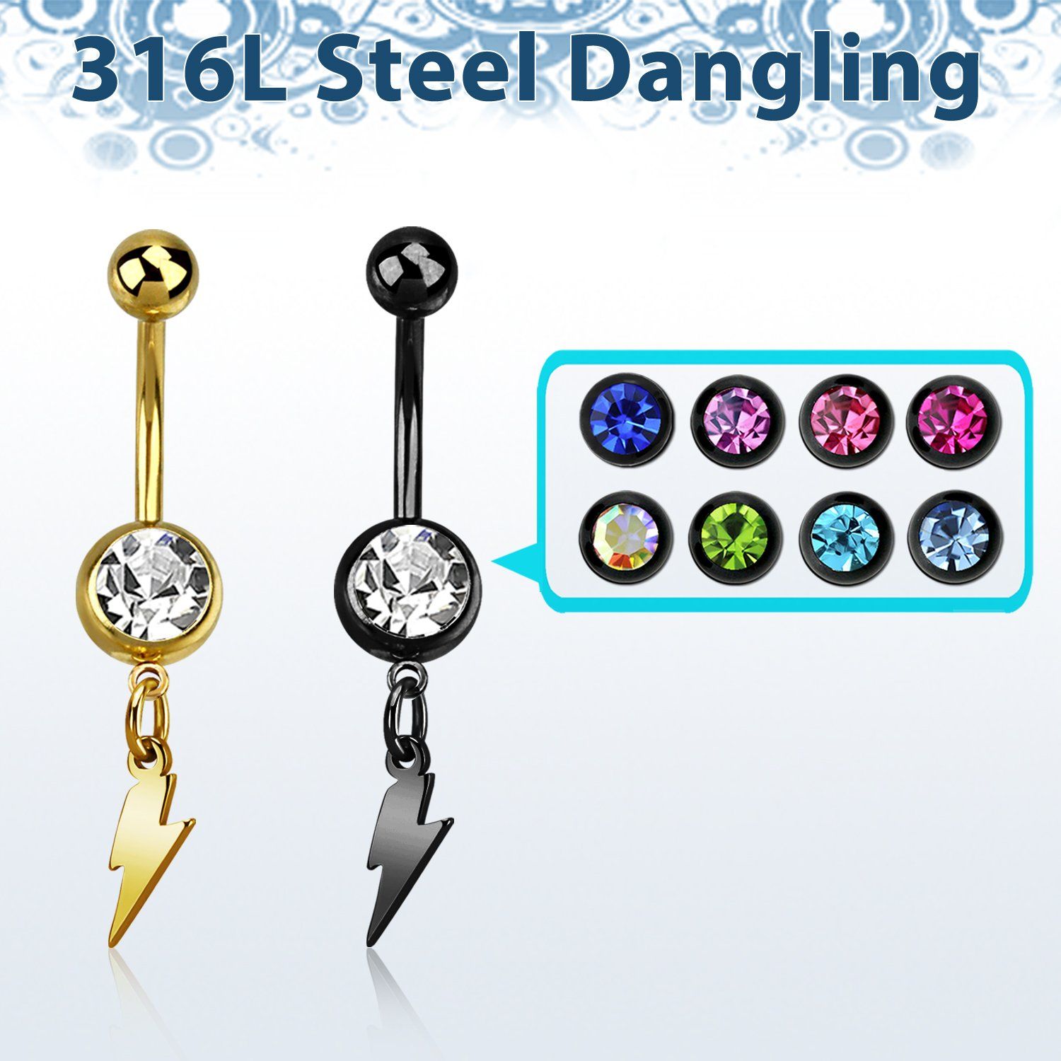 mdklit piercing ombligo acero quirurgico pvd bola lisa 5mm bola joya 8mm colgante acero liso rayo al por mayor