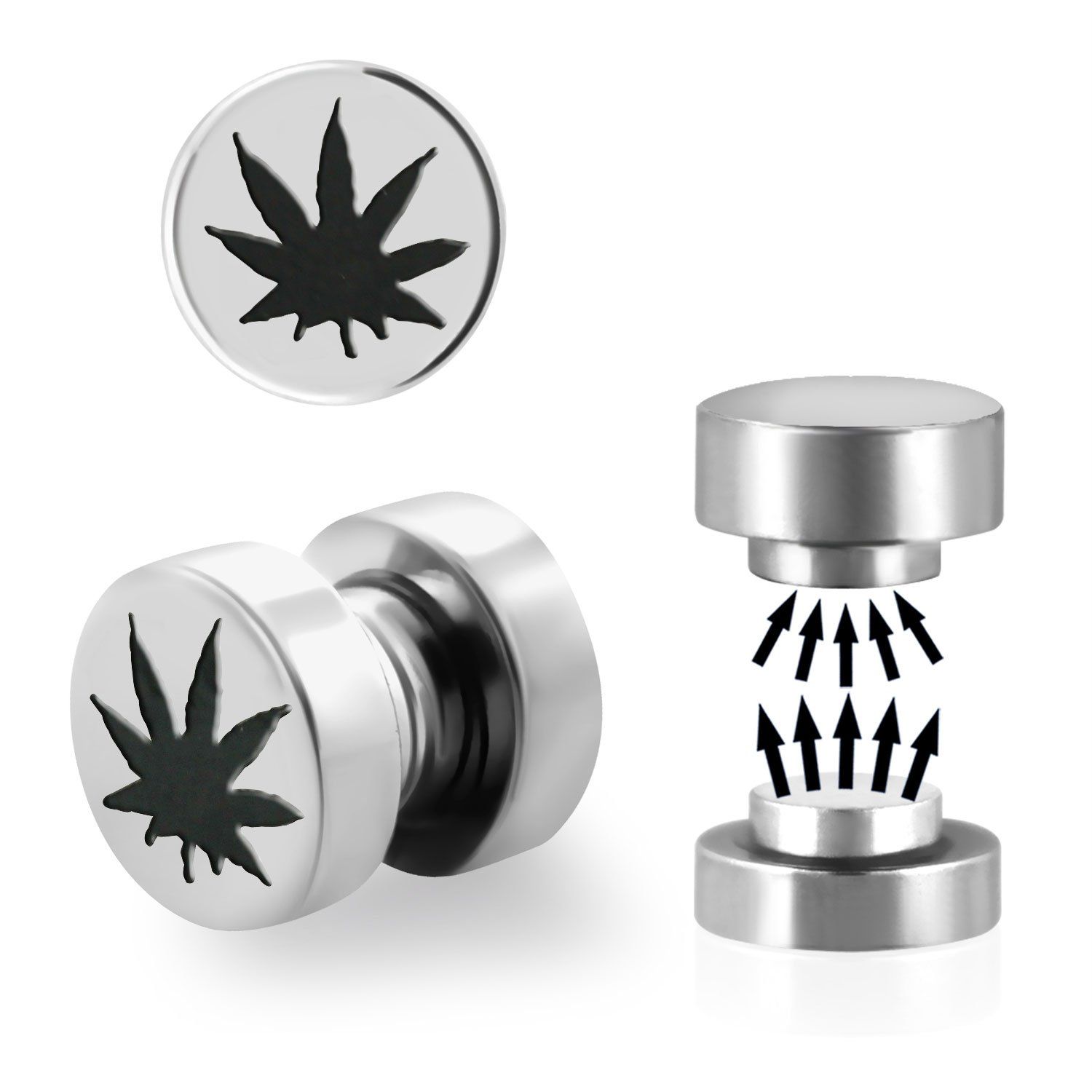 mip6 plug falso magnetico acero quirurgico logo marihuana 8mm se vende por pieza venta