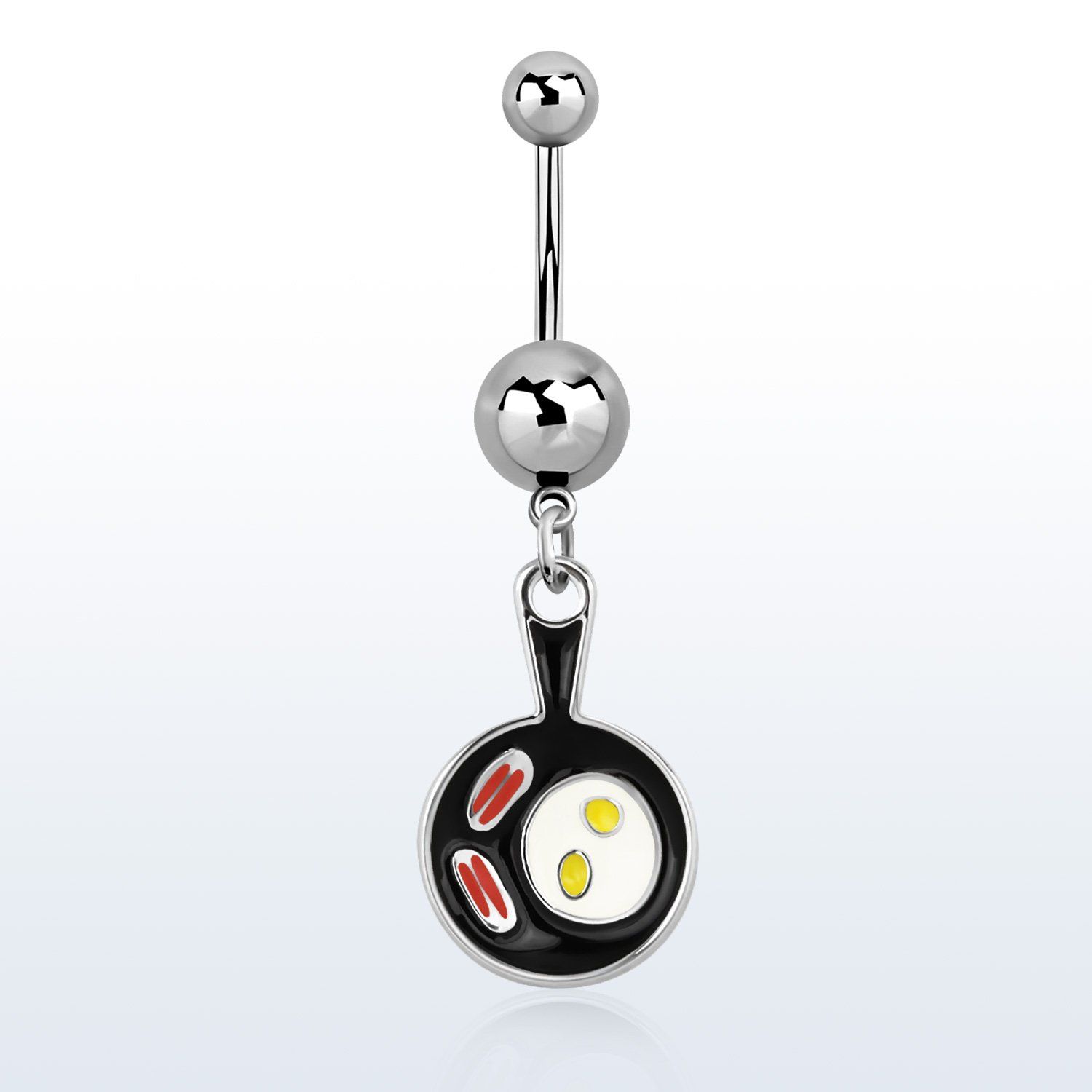 msd646 piercing ombligo acero quirurgico bolas acero liso 5 8mm bacon huevos sarten negra distribuidor