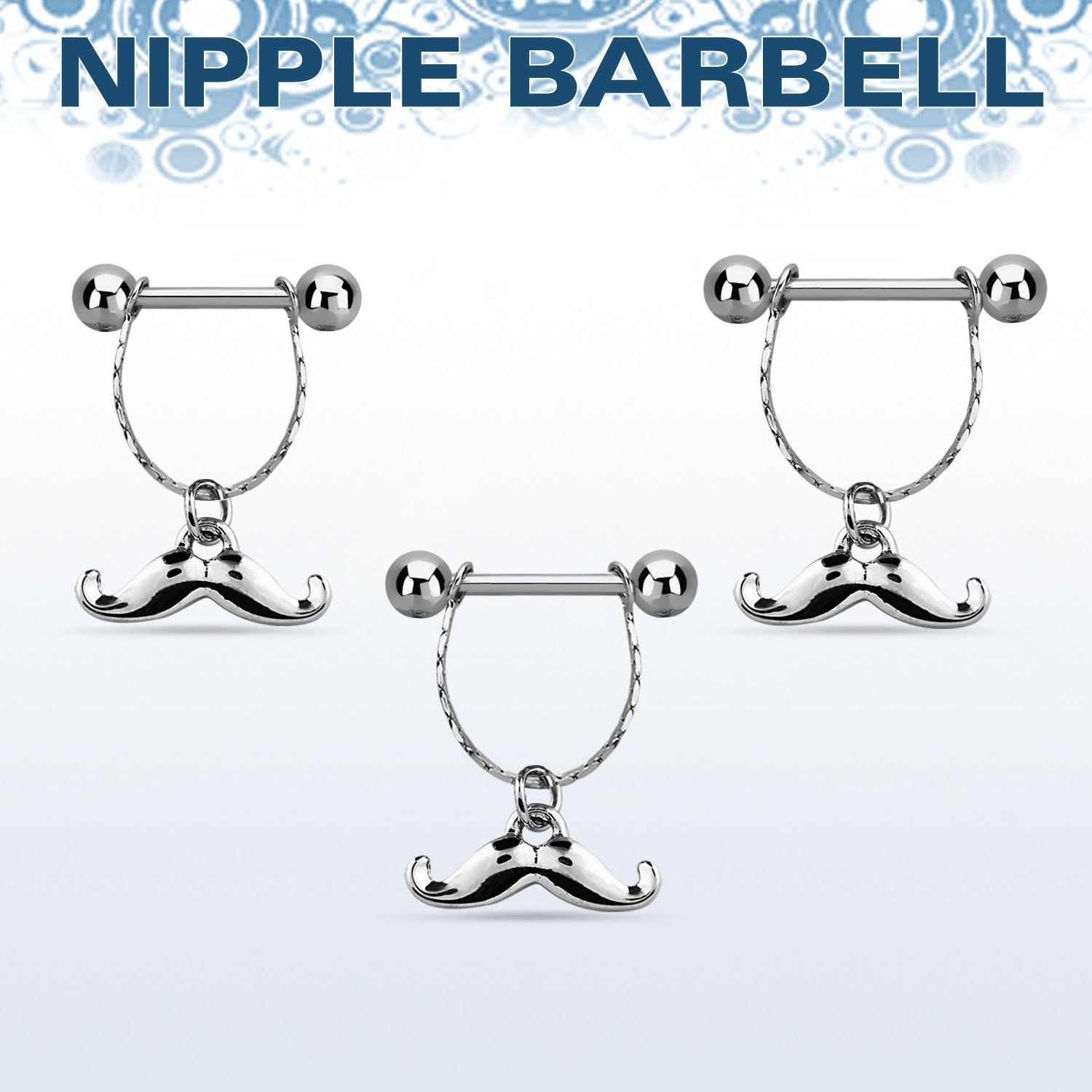 npdl40 barbell pezon acero quirurgico bolas 5mm conectadas traves colgante bigote feliz distribuidor
