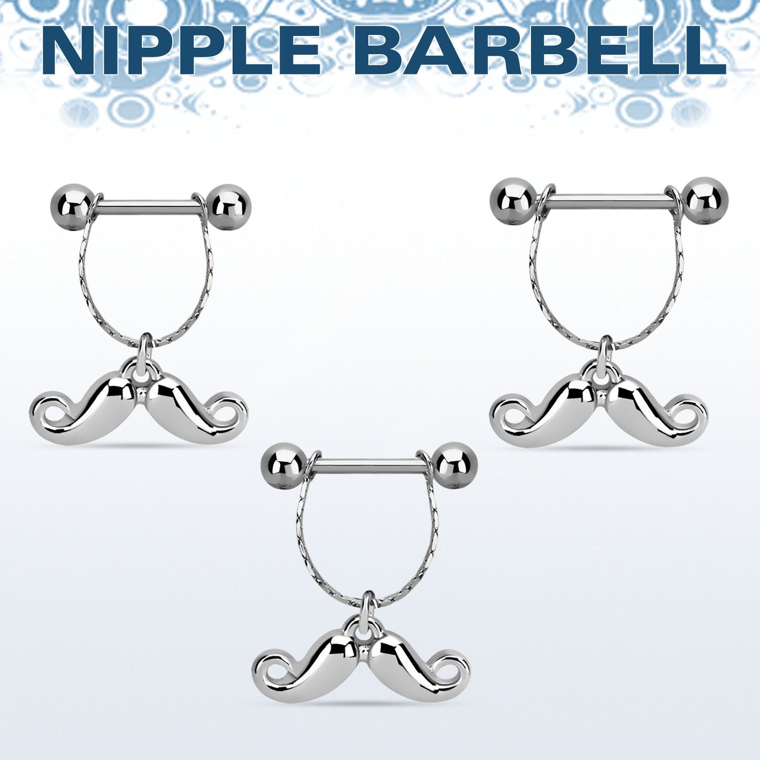 npdl41 barbell pezon acero quirurgico bolas 5mm conectadas traves colgante bigote feliz venta
