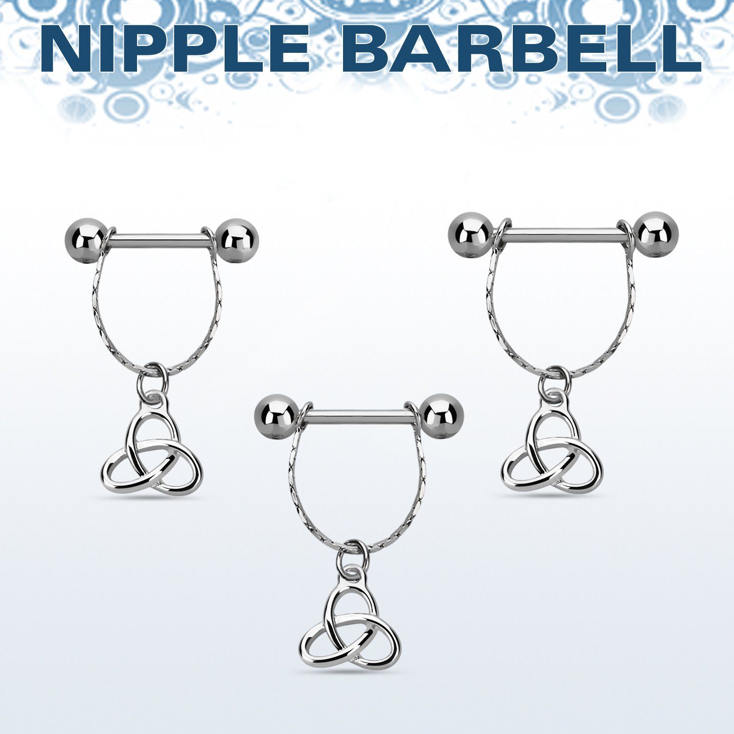 npdl9 banana pezon acero quirurgico bolas 5mm conectadas nudo celtico trinidad colgado al por mayor