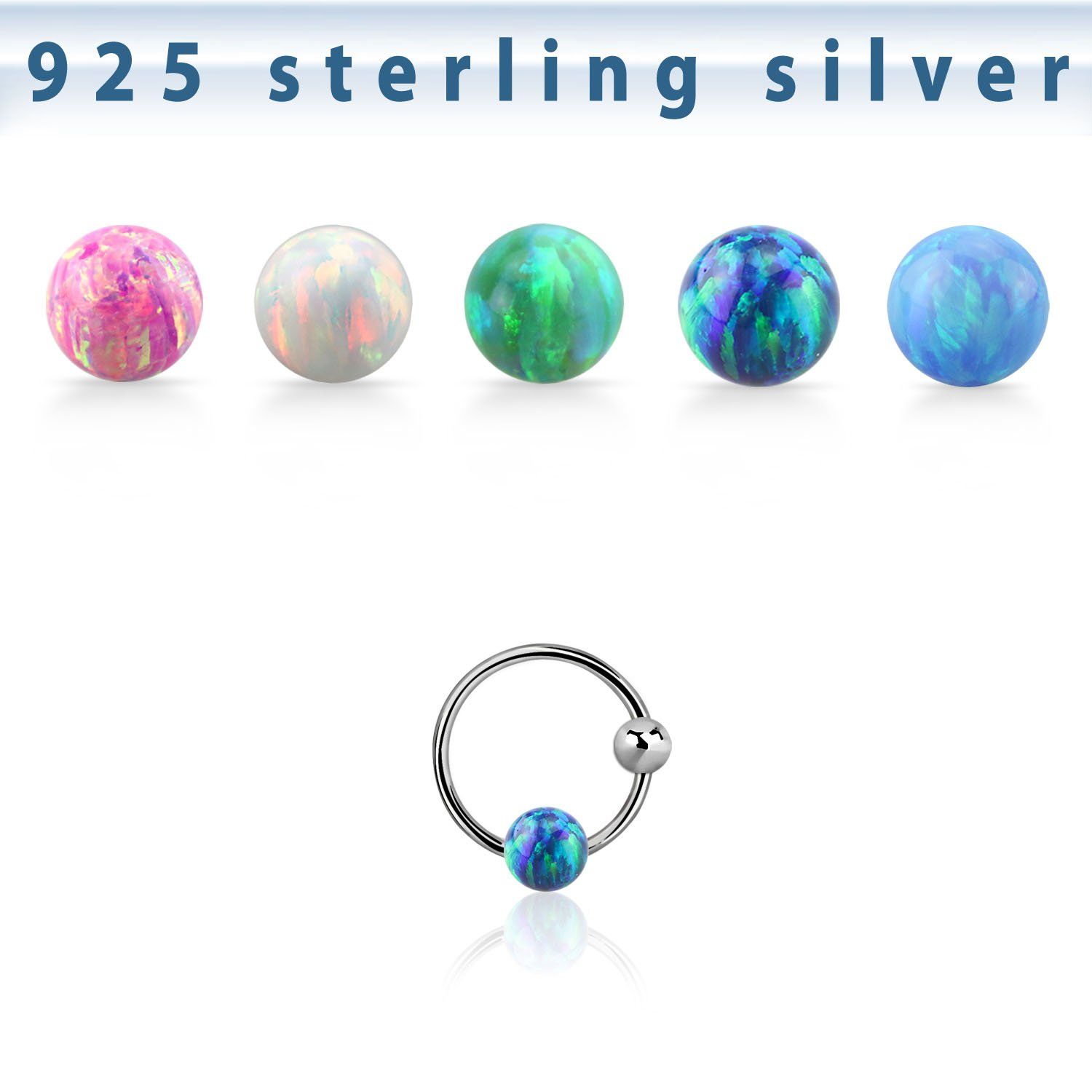 ns05o aro nariz bola plata esterlina 0 6mm bola opalo 3mm 8mm distribuidor