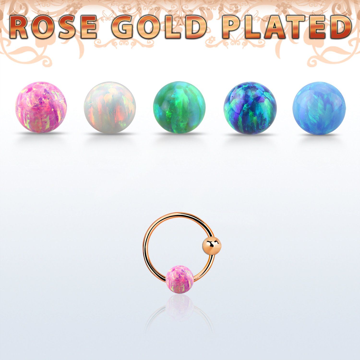 ns05rso aro nariz plata 925 oro rosa 18 kts 0 6mm bola bola opalo 3mm 8mm distribuidor mayorista