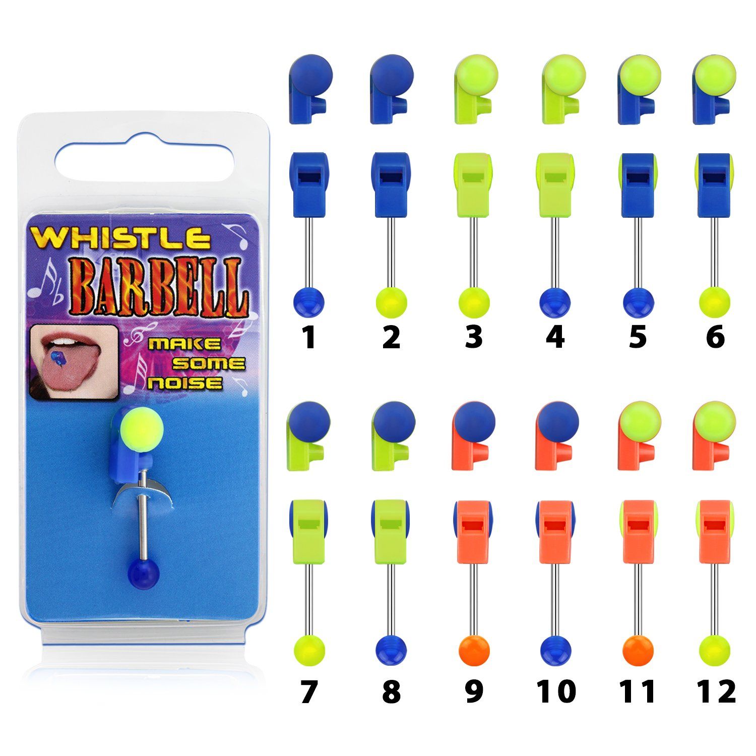 pkbb1 paquete barbell lengua silbato acrilico brilla oscuridad bola 5mm 16mm venta
