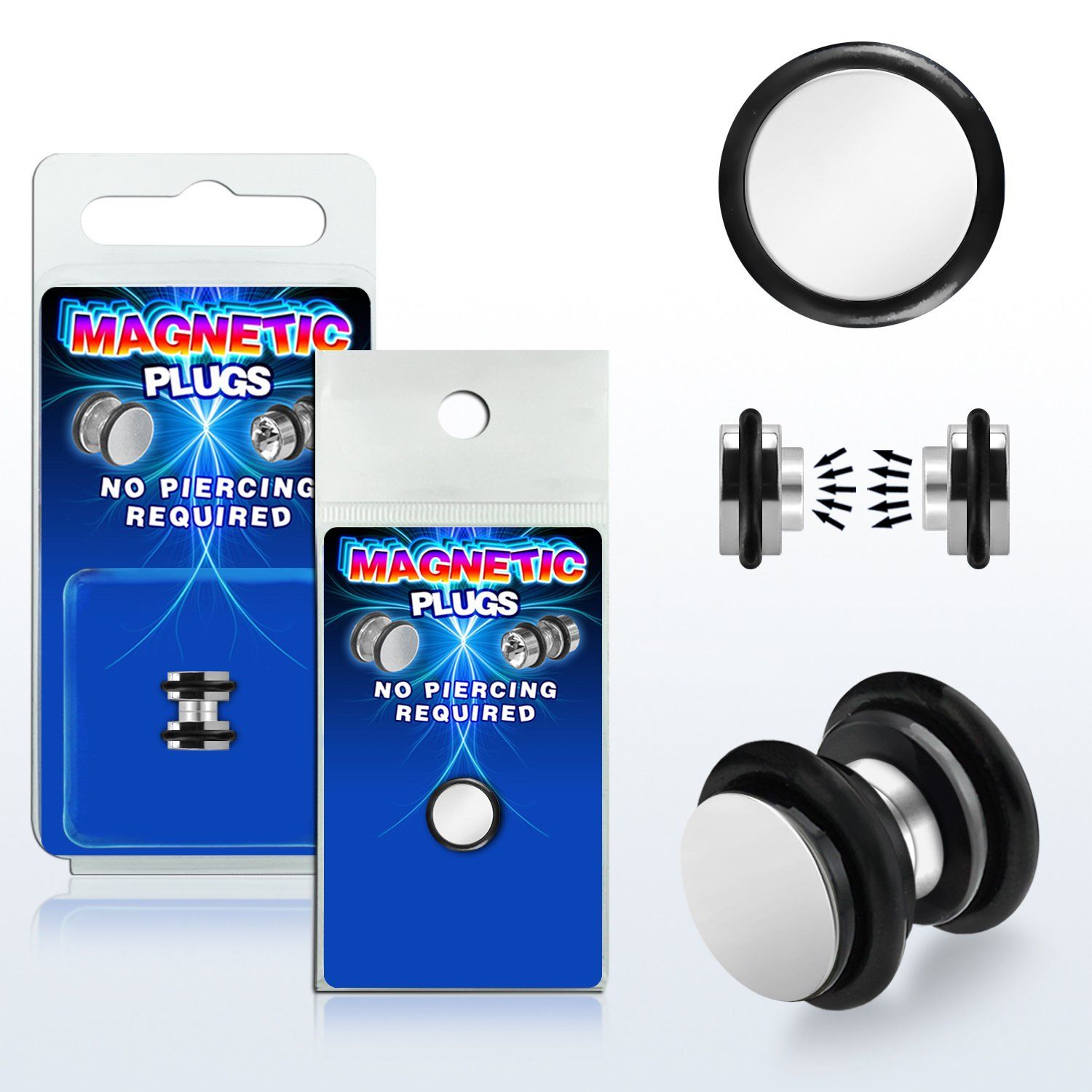 pkmp30 plug falso magnetico acero quirurgico anillos goma 1 pieza mayorista